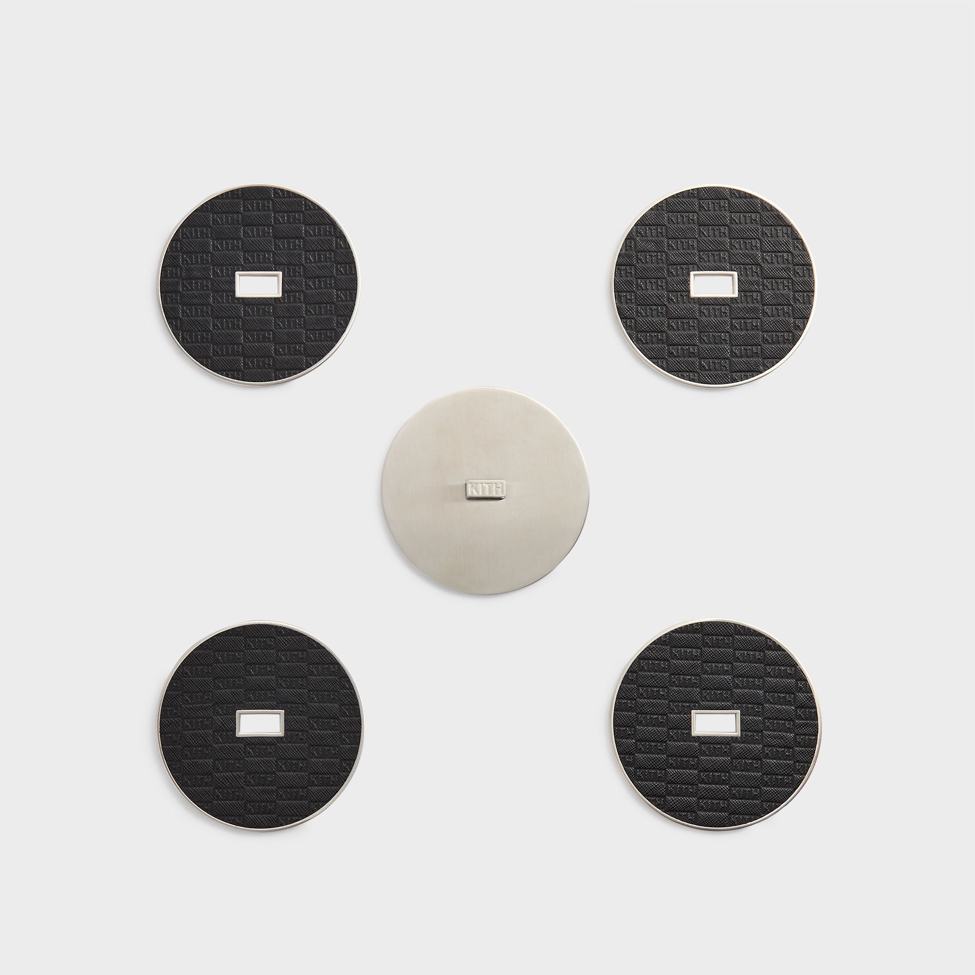 Kith Classic Logo Set of 4 Leather Coasters - Black – Kith UK