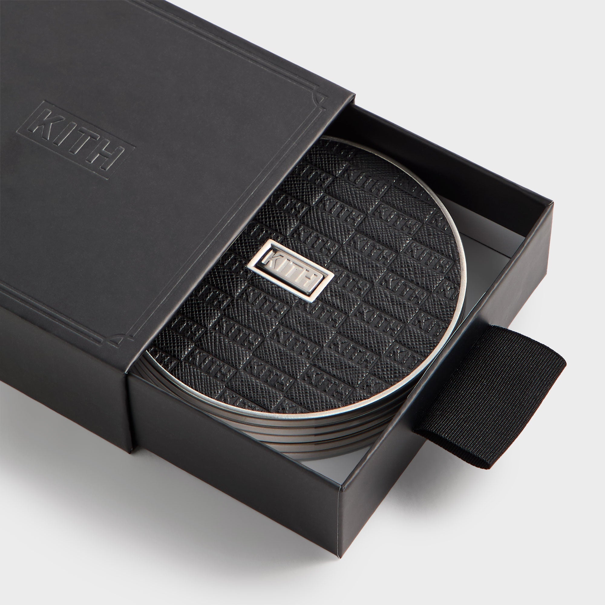 Kith Classic Logo Set of 4 Leather Coasters - Black – Kith UK