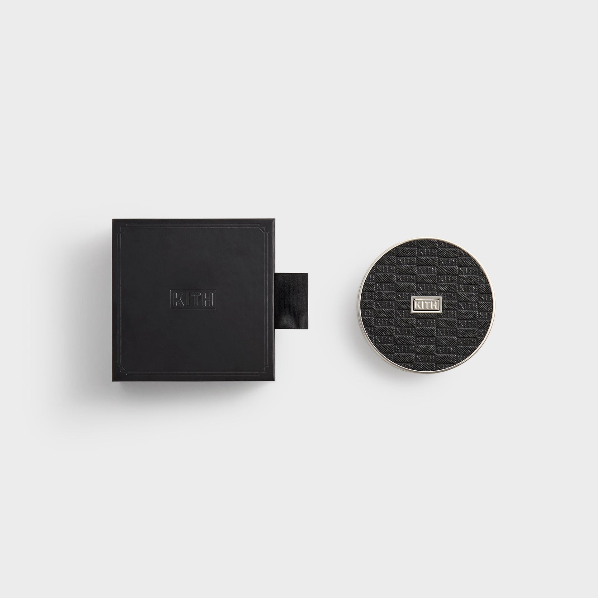 Kithmas Classic Logo Set of 4 Leather Coasters - Black