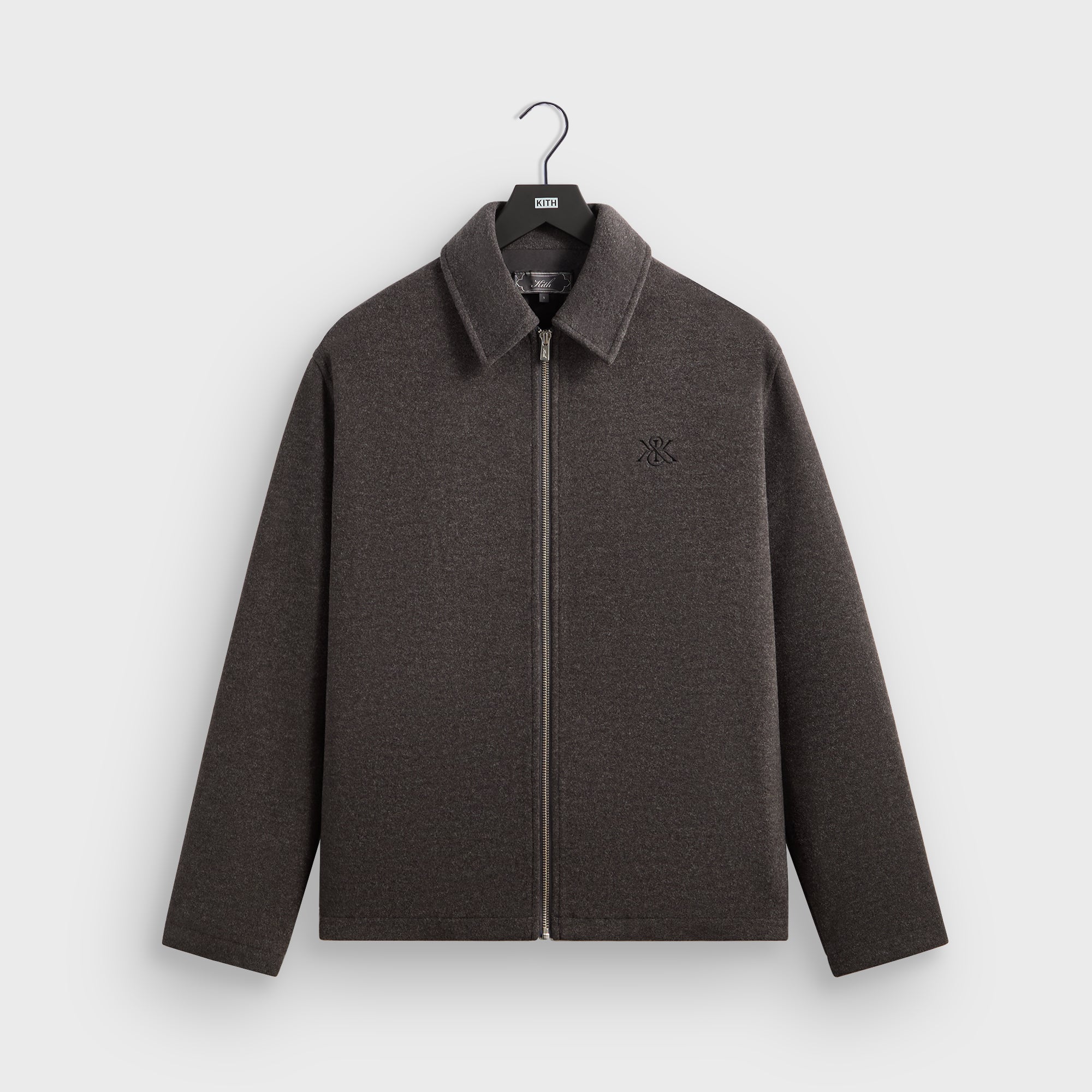 Kith Felted Jersey Lane Coaches Jacket - Heather Charcoal – Kith UK