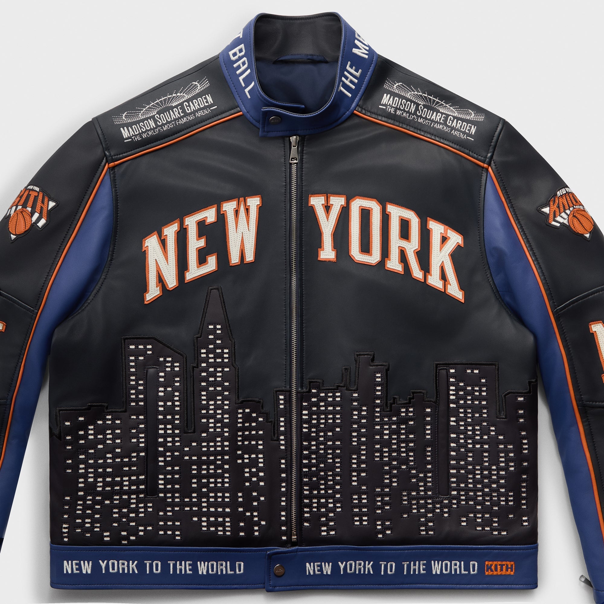Kith for the New York Knicks Leather Moto Jacket - Nocturnal – Kith UK