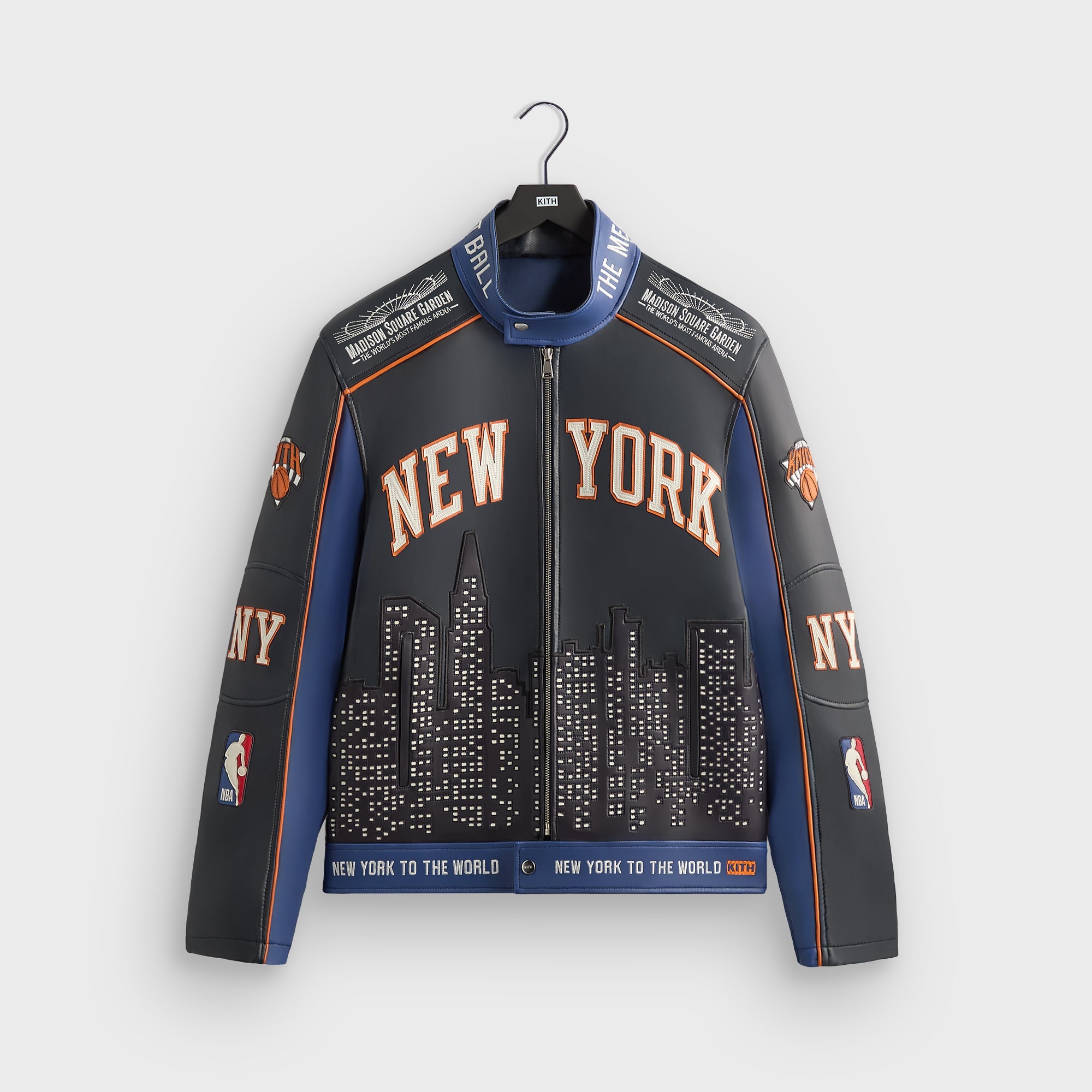 Kith for the New York Knicks Leather Moto Jacket - Nocturnal – Kith UK
