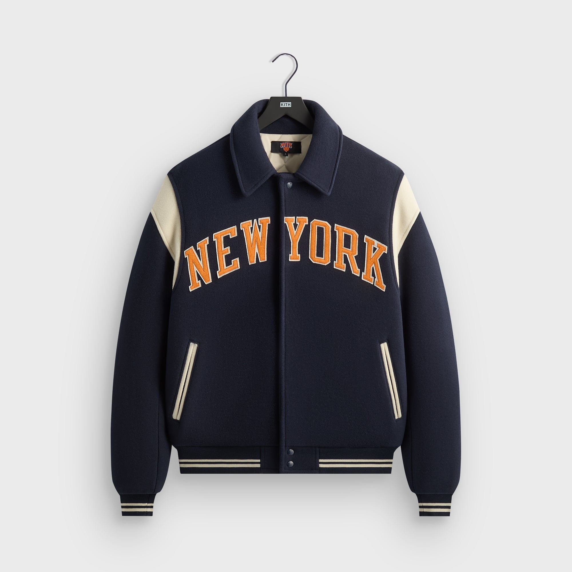 Kith for the New York Knicks Wool Varsity Jacket - Nocturnal – Kith UK