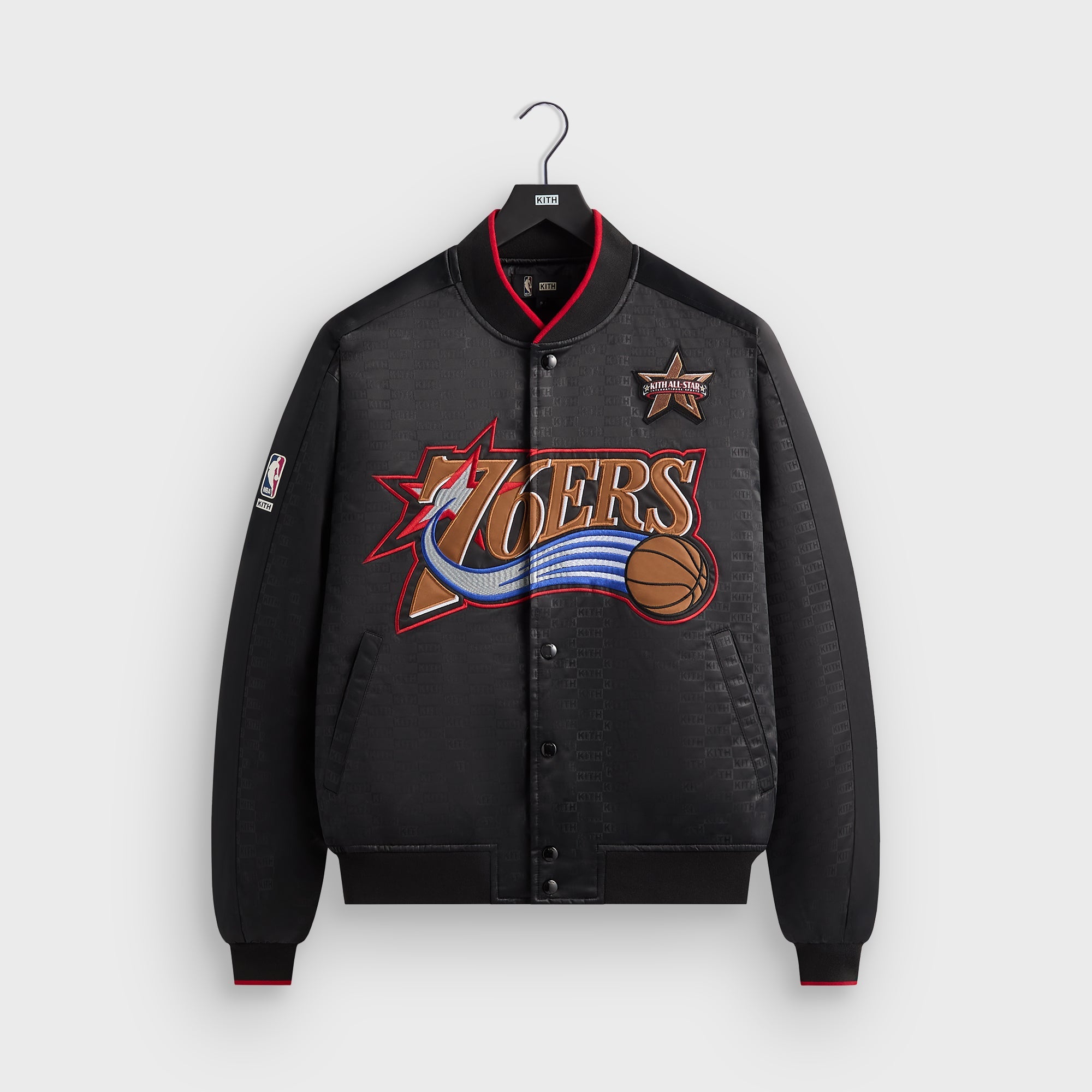 Kith for NBA All-Star Philadelphia 76ers Bomber Jacket - Black Kith for NBA All-Star Philadelphia 76ers Bomber Jacket - Black