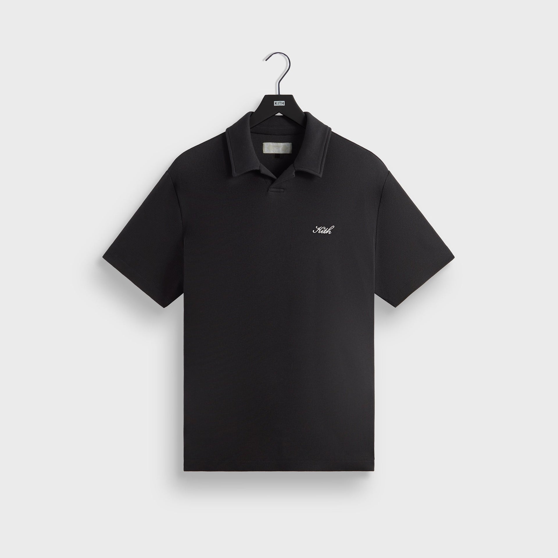Kith Micro Waffle Drew Polo Shirt - Black