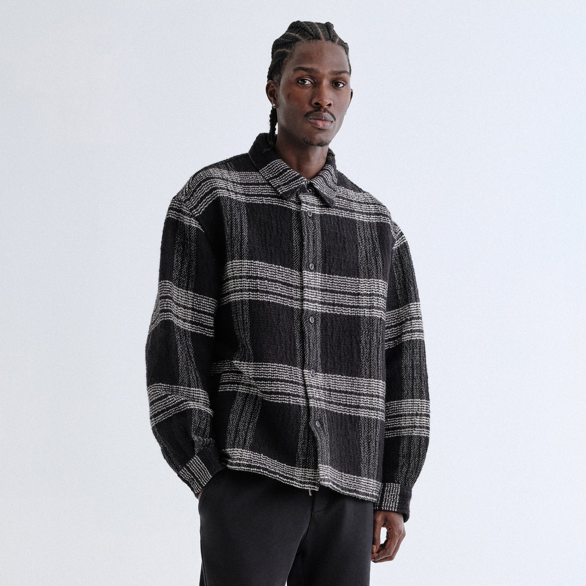 Kith Textured Plaid Isaiah Buttondown - Black