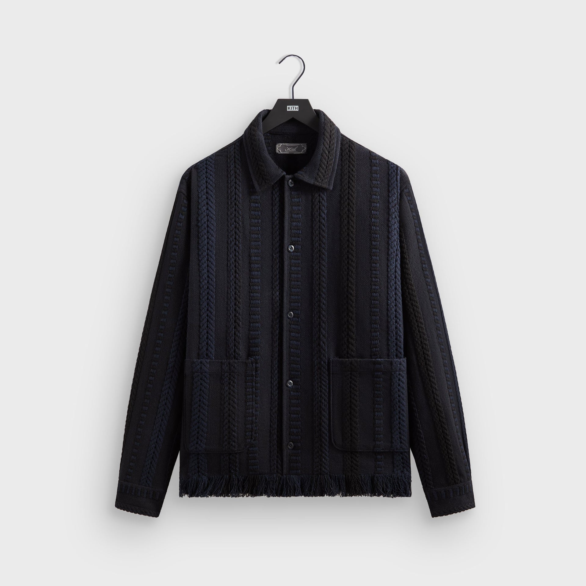 Kith Mixed Stripe Tweed Boxy Collared Overshirt - Nocturnal