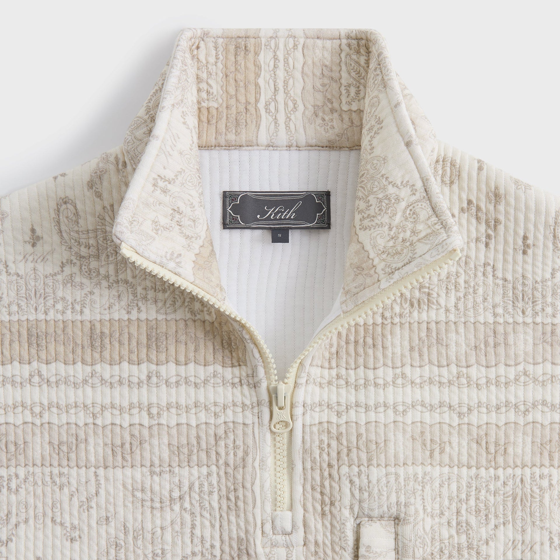 Kith Striped Interlock Claremont Quarter Zip - Canvas