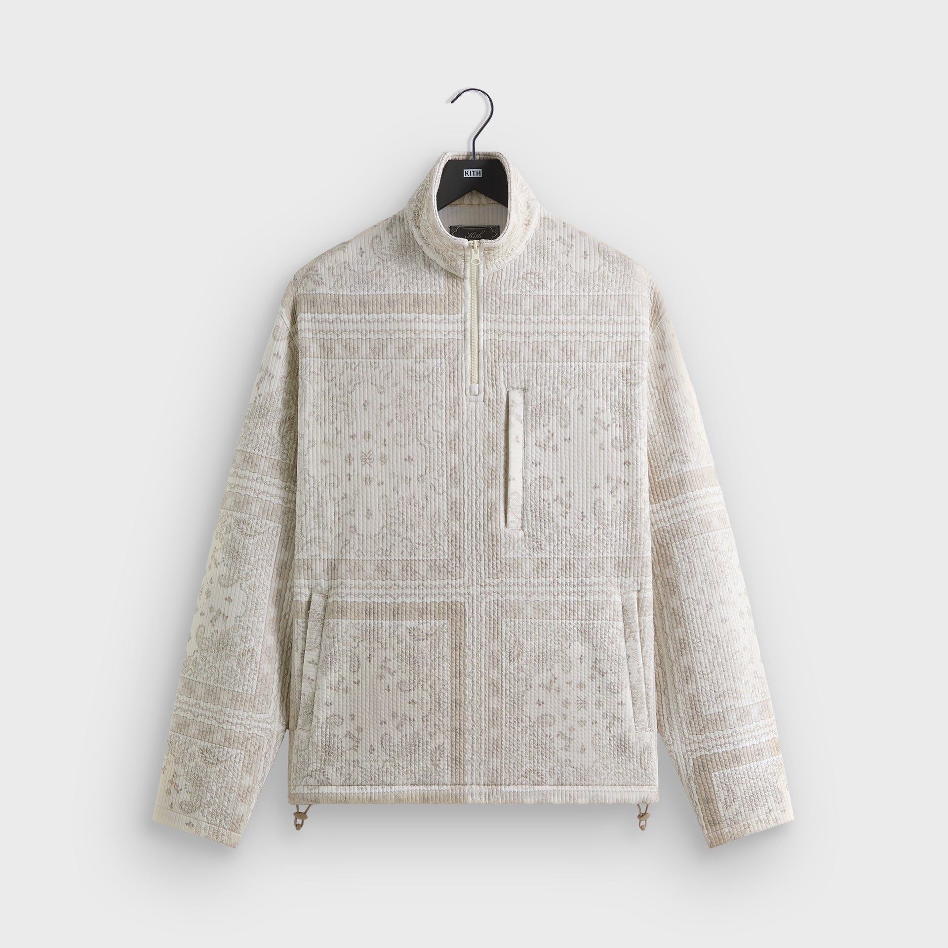 Kith Striped Interlock Claremont Quarter Zip - Canvas