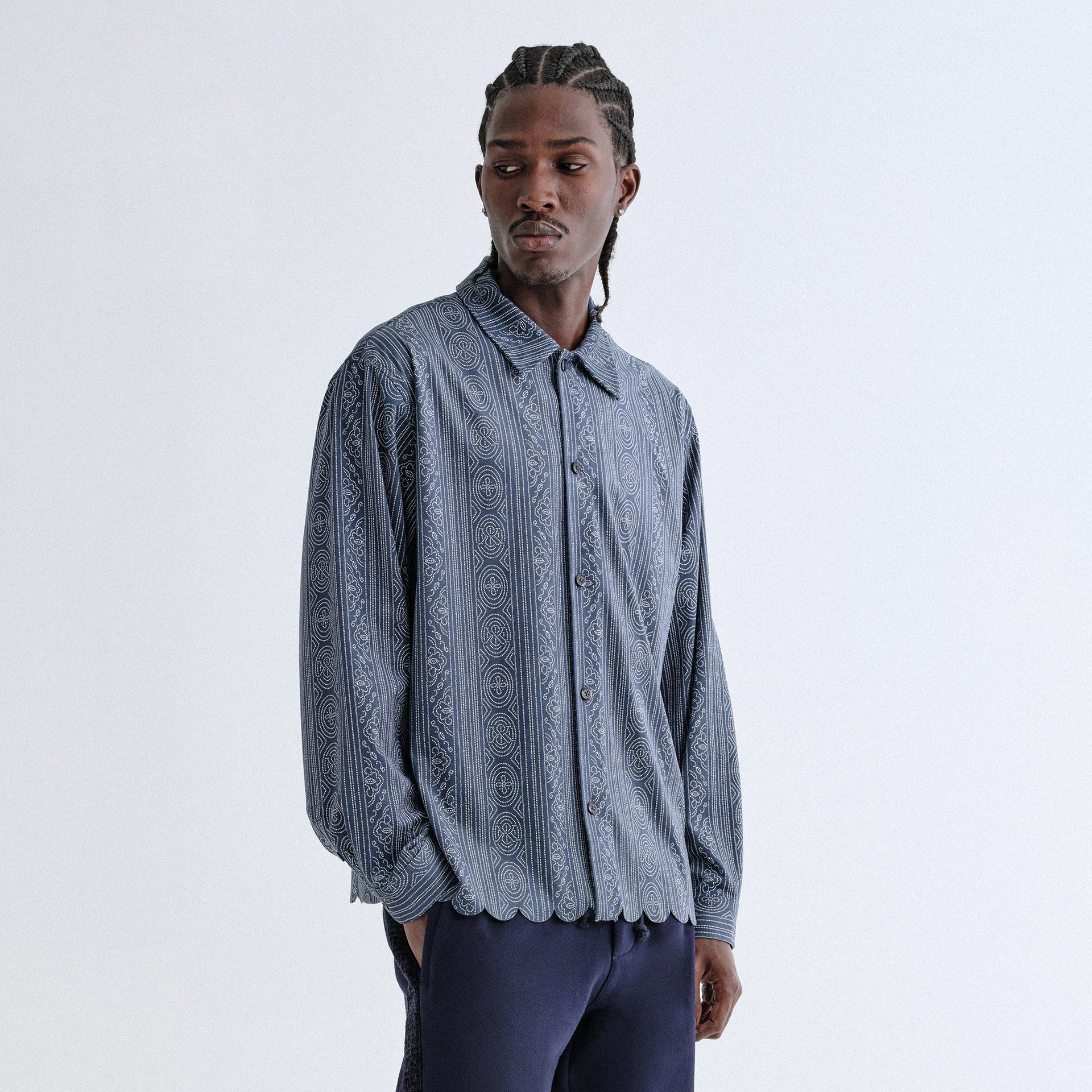 Kith Isaac Microsuede Long Sleeve Button Down - Nocturnal