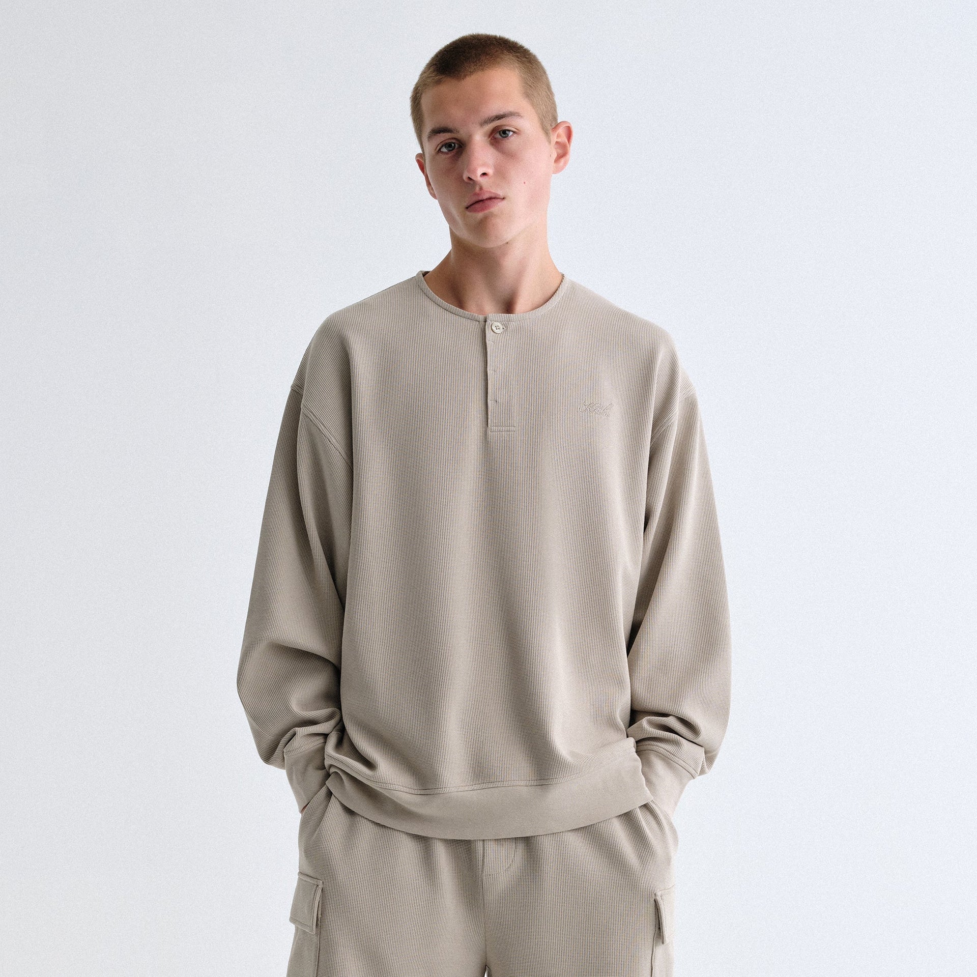Kith Micro Waffle Colby Pullover - Plaster