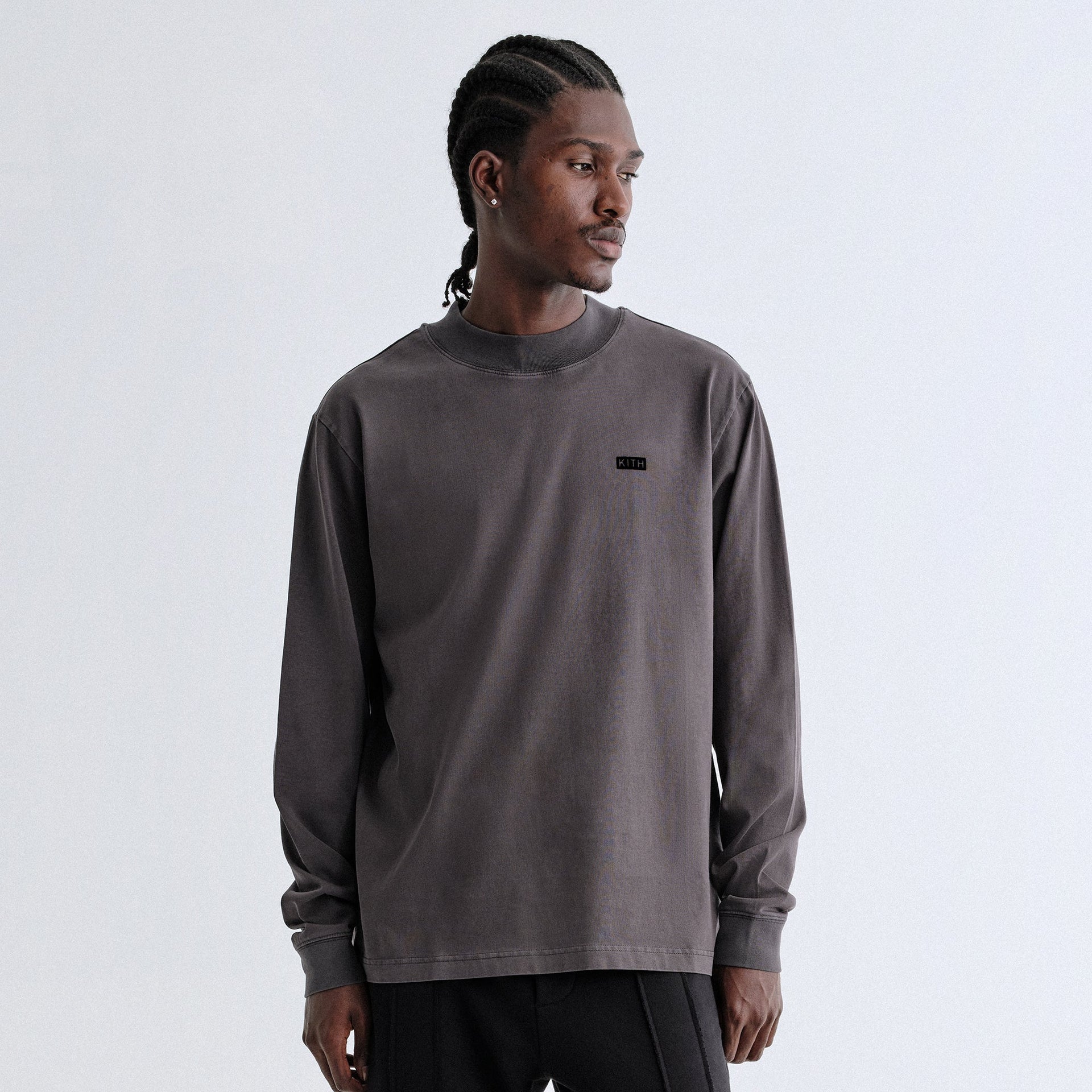 Kith Long Sleeve Mock Neck LAX Tee - Carbon