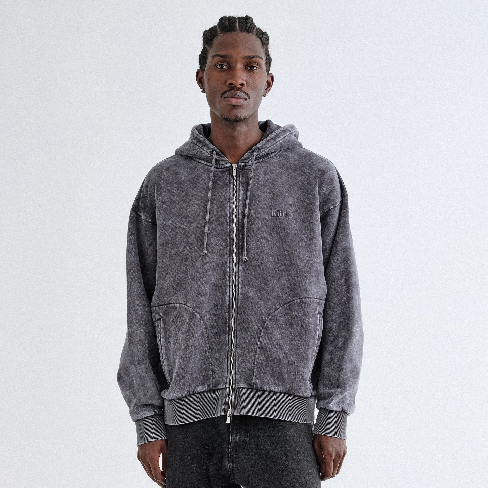Kith Antique Wash Full Zip Nelson Hoodie - Black