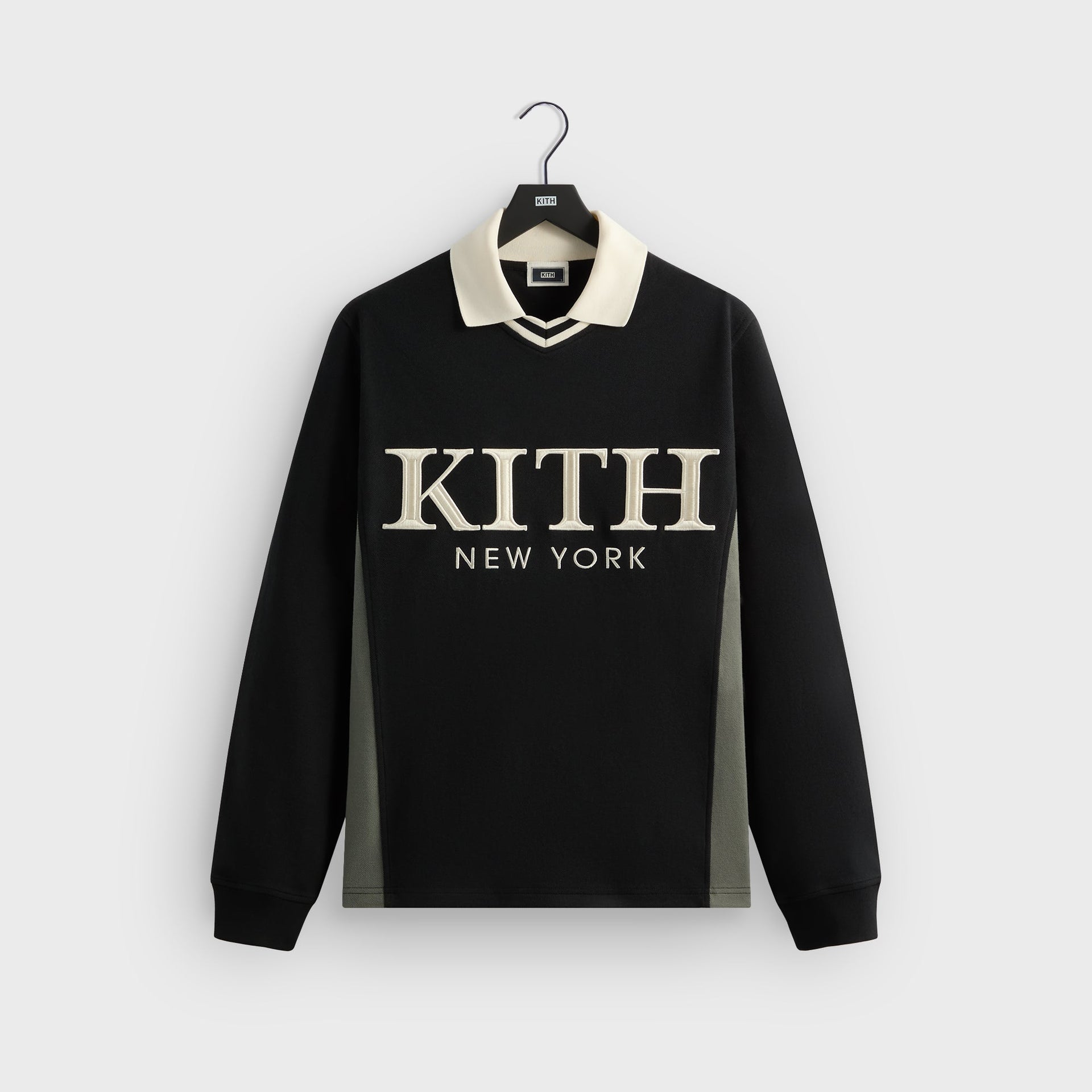 Kith Pique Long Sleeve Tap Polo - Black