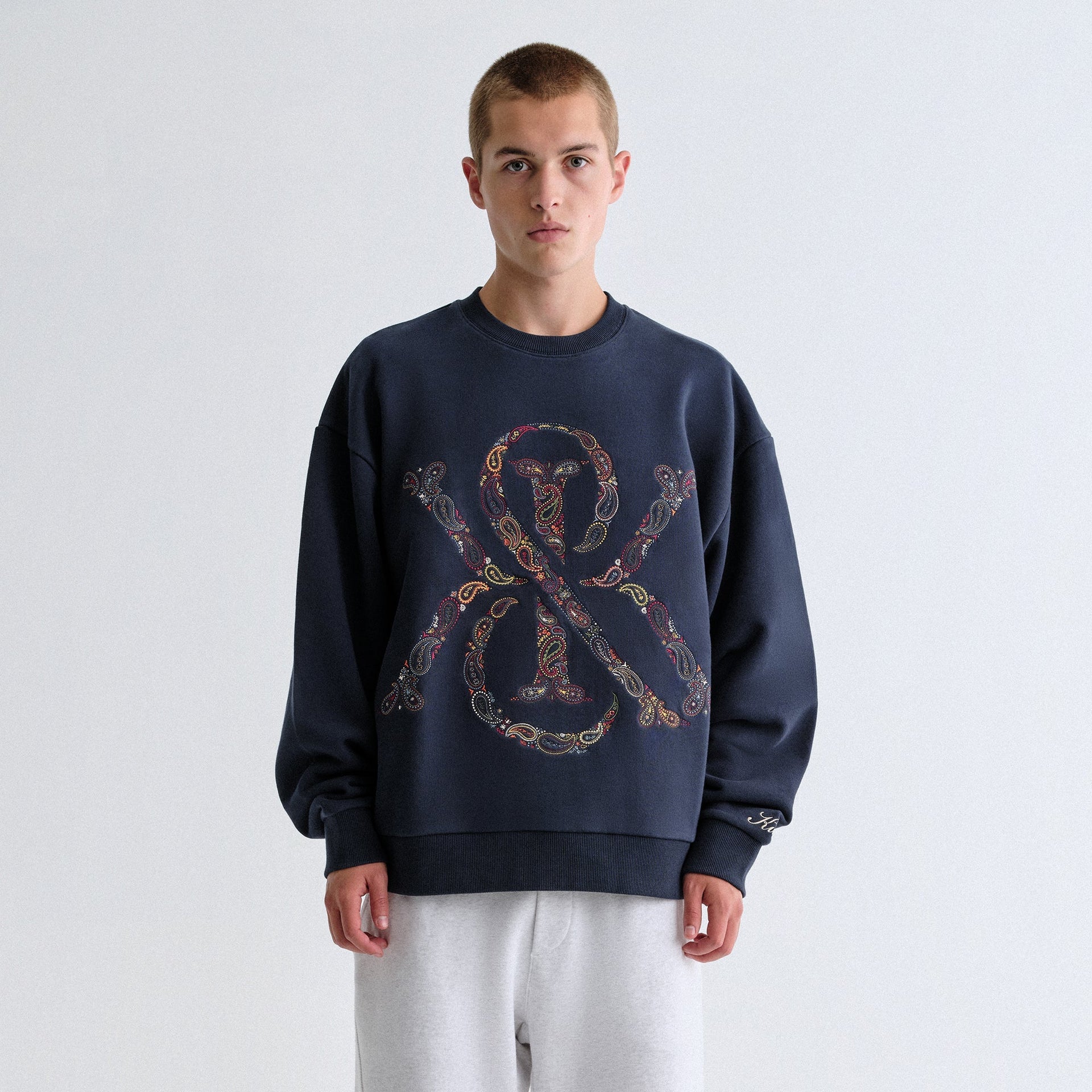 Kith & Kin Paisley Crest Nelson Crewneck - Nocturnal