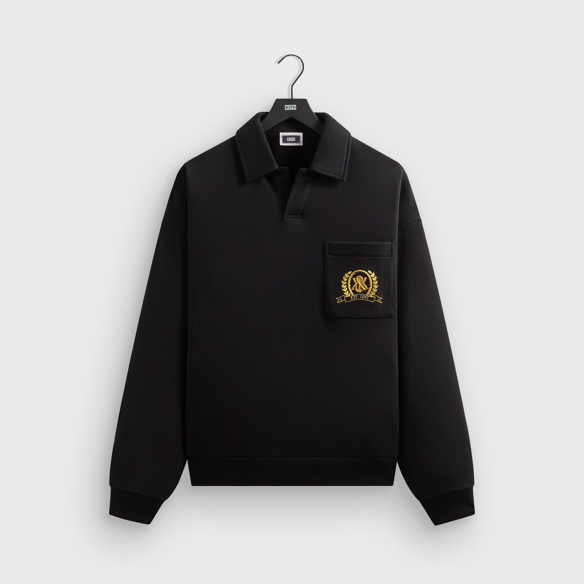 Kith & Kin Crest Gilded Crest Collared Rugby - Black