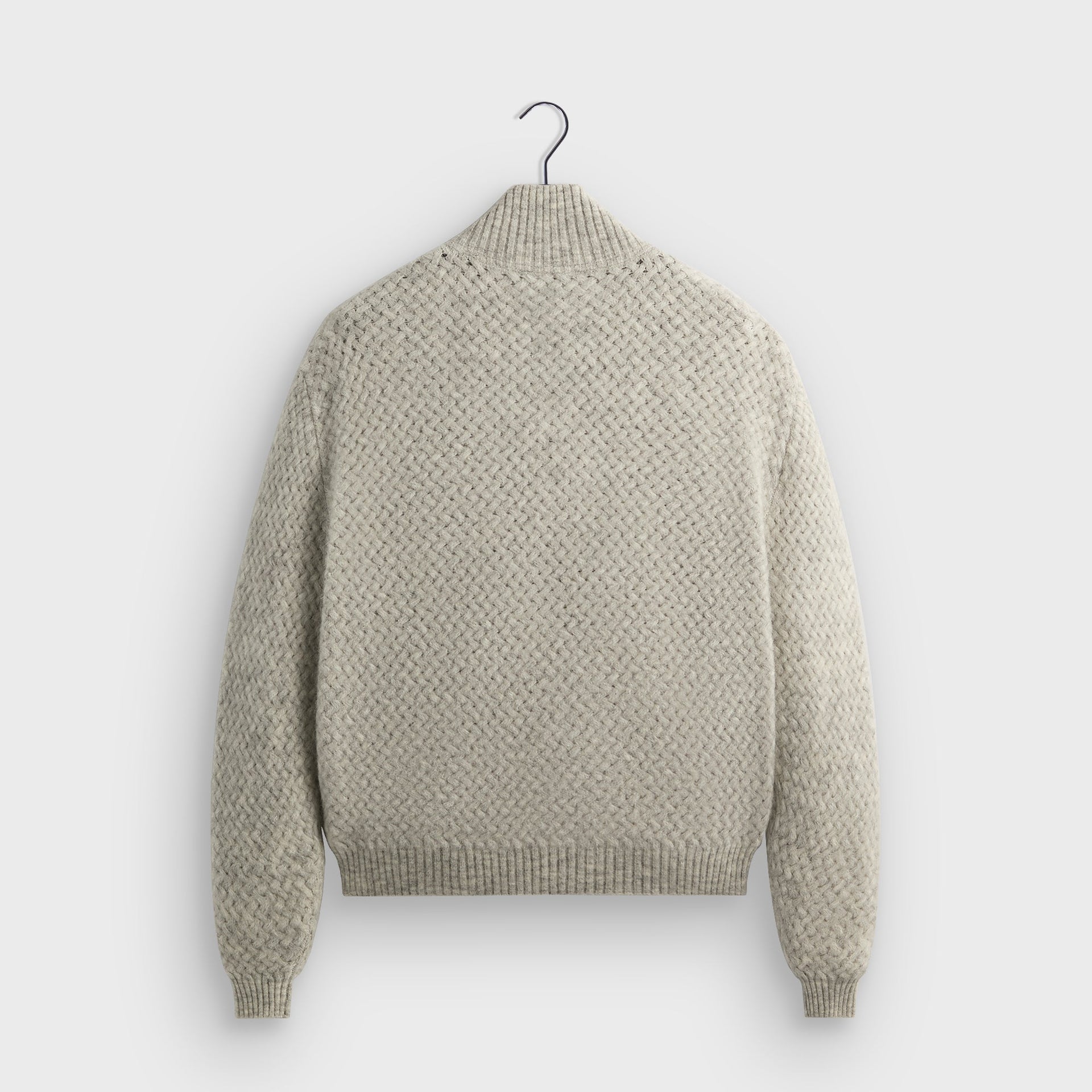 &Kin Basketweave Mohair Wyona Full Zip - Medium Heather Grey