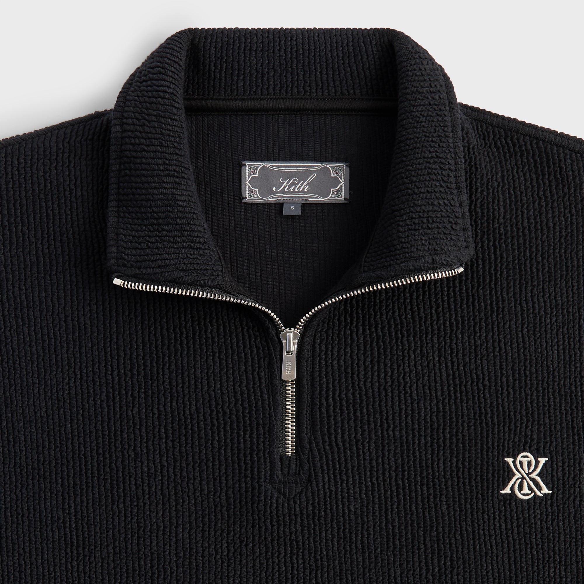 Kith Heavy Crepe Rib Knit Quarter Zip Nelson - Black – Kith UK