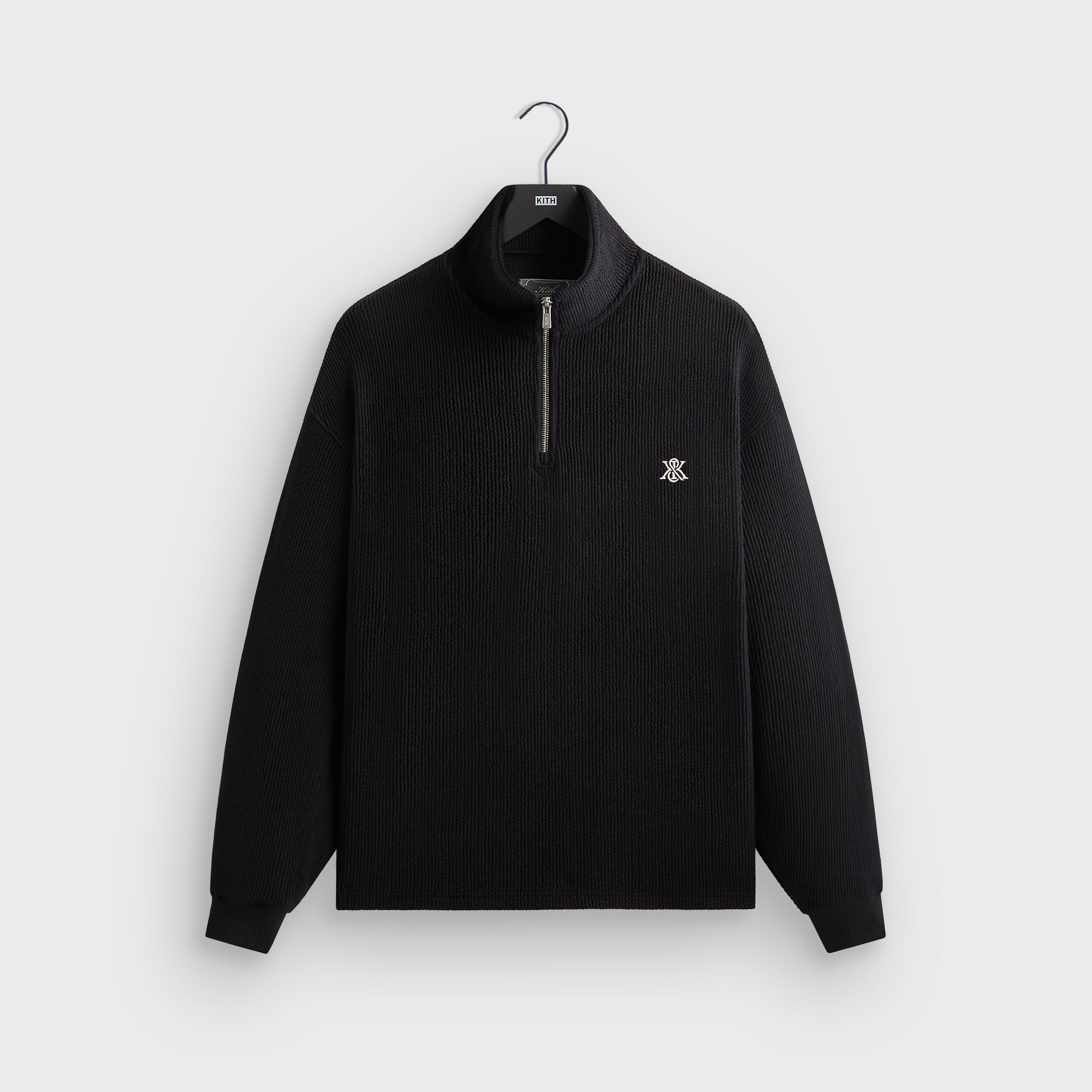 Kith Heavy Crepe Rib Knit Quarter Zip Nelson - Black – Kith UK