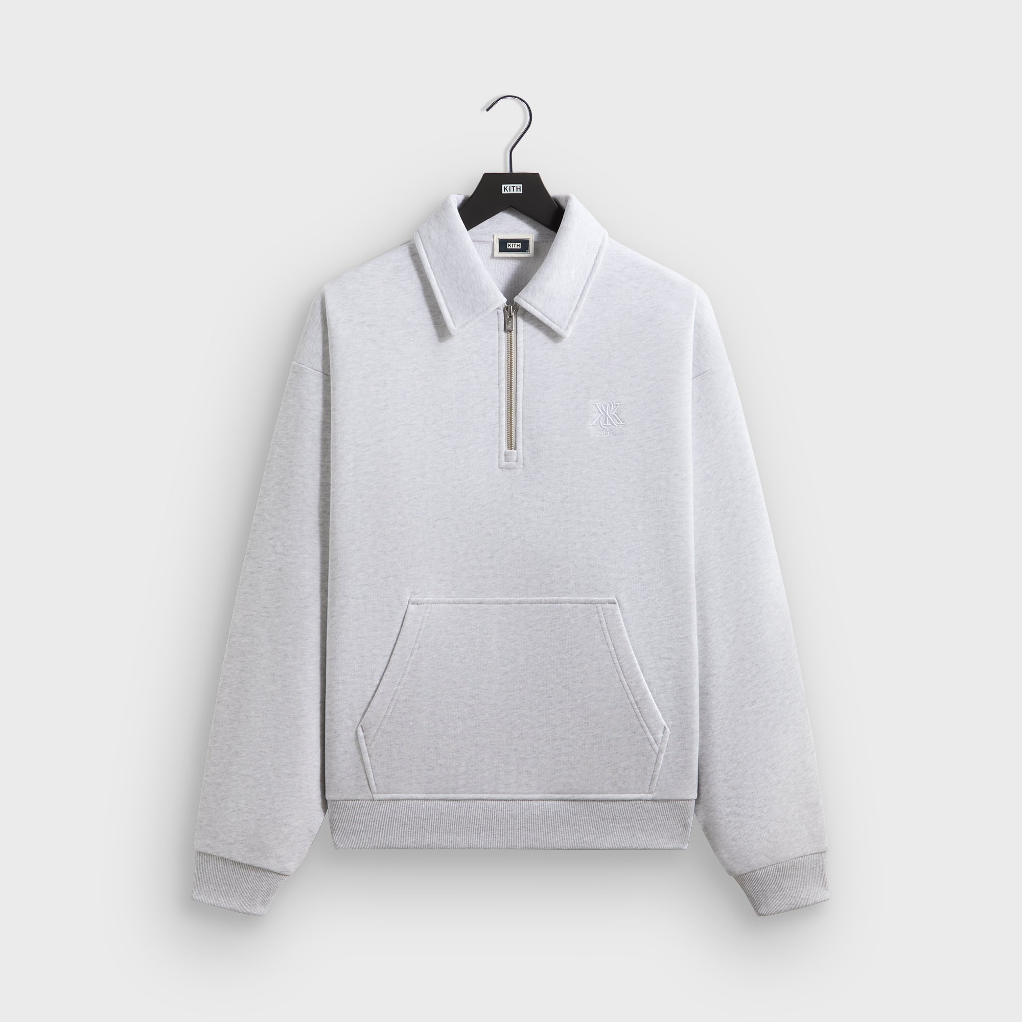 Kith Quarter Zip Popover Sweatshirt - Light Heather Grey – Kith UK