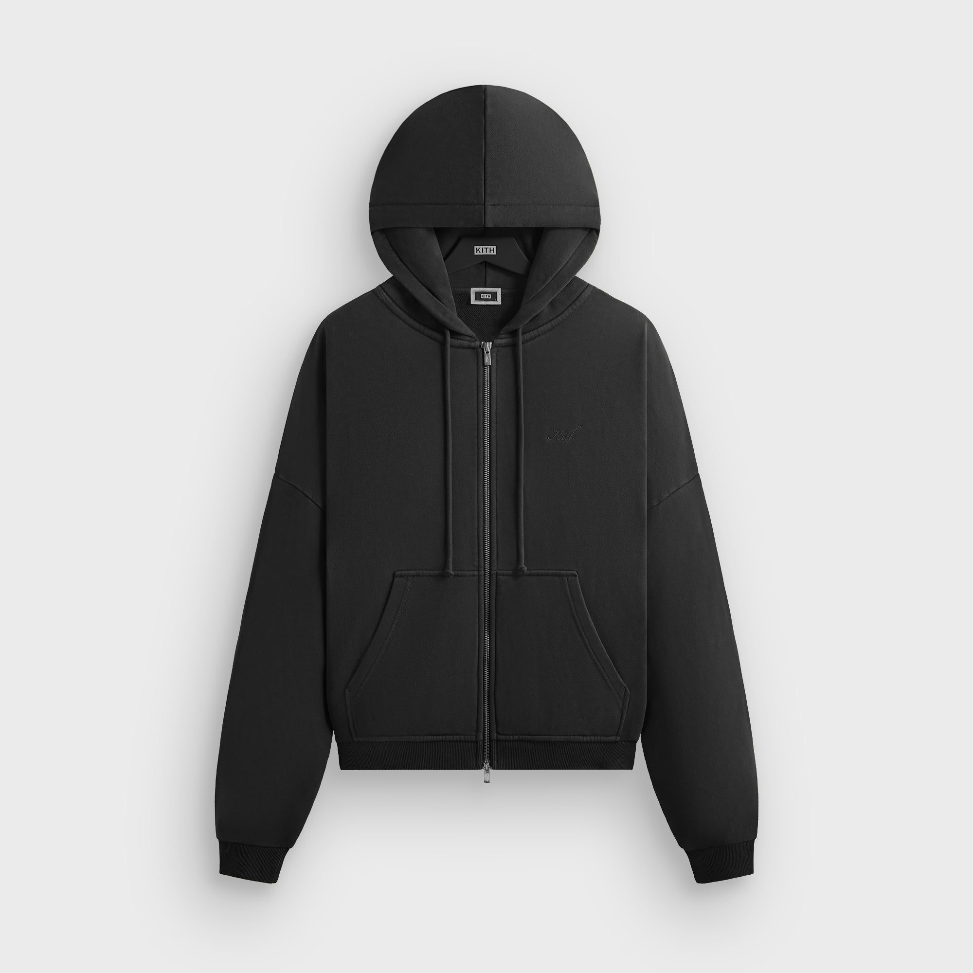 Kith Lofty Fleece Cropped Braxton Hoodie - Black – Kith UK