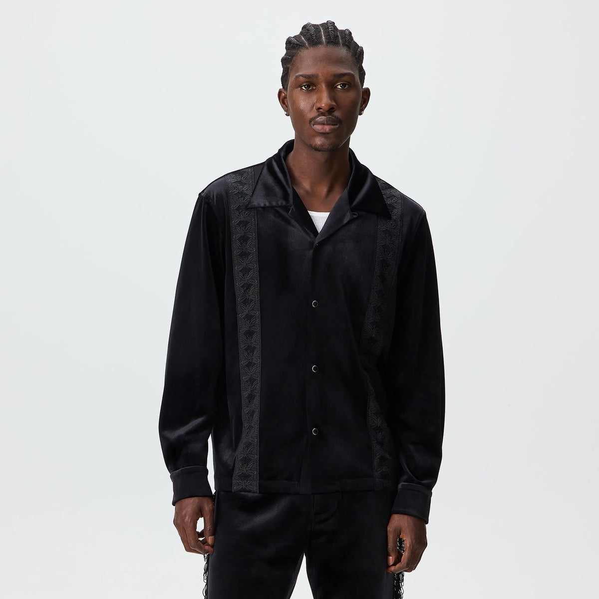 Kith for Needles Ren Fringe Camp Collar Shirt - Black