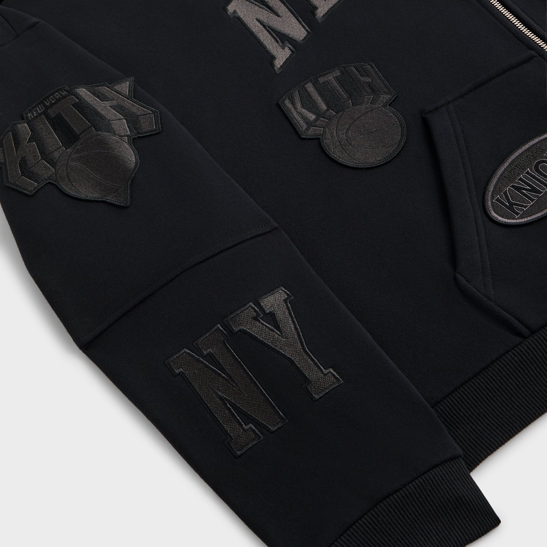 Kith for the New York Knicks Mash Up Cropped Braxton Vintage Hoodie - Black