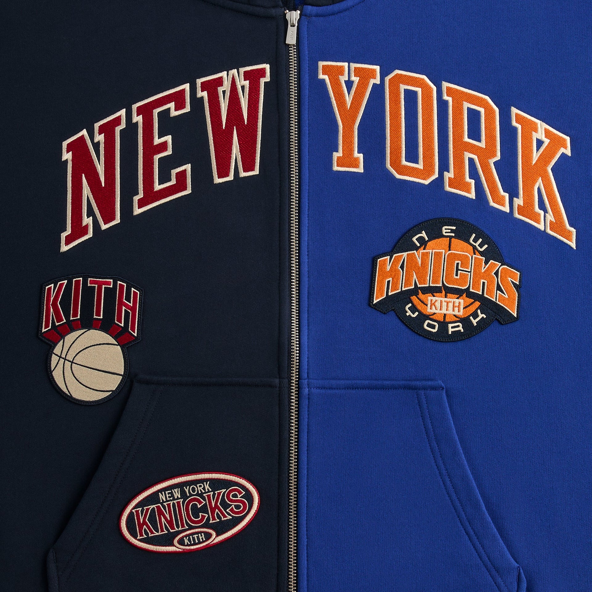 Kith for the New York Knicks Mash Up Cropped Braxton Vintage Hoodie - Nocturnal