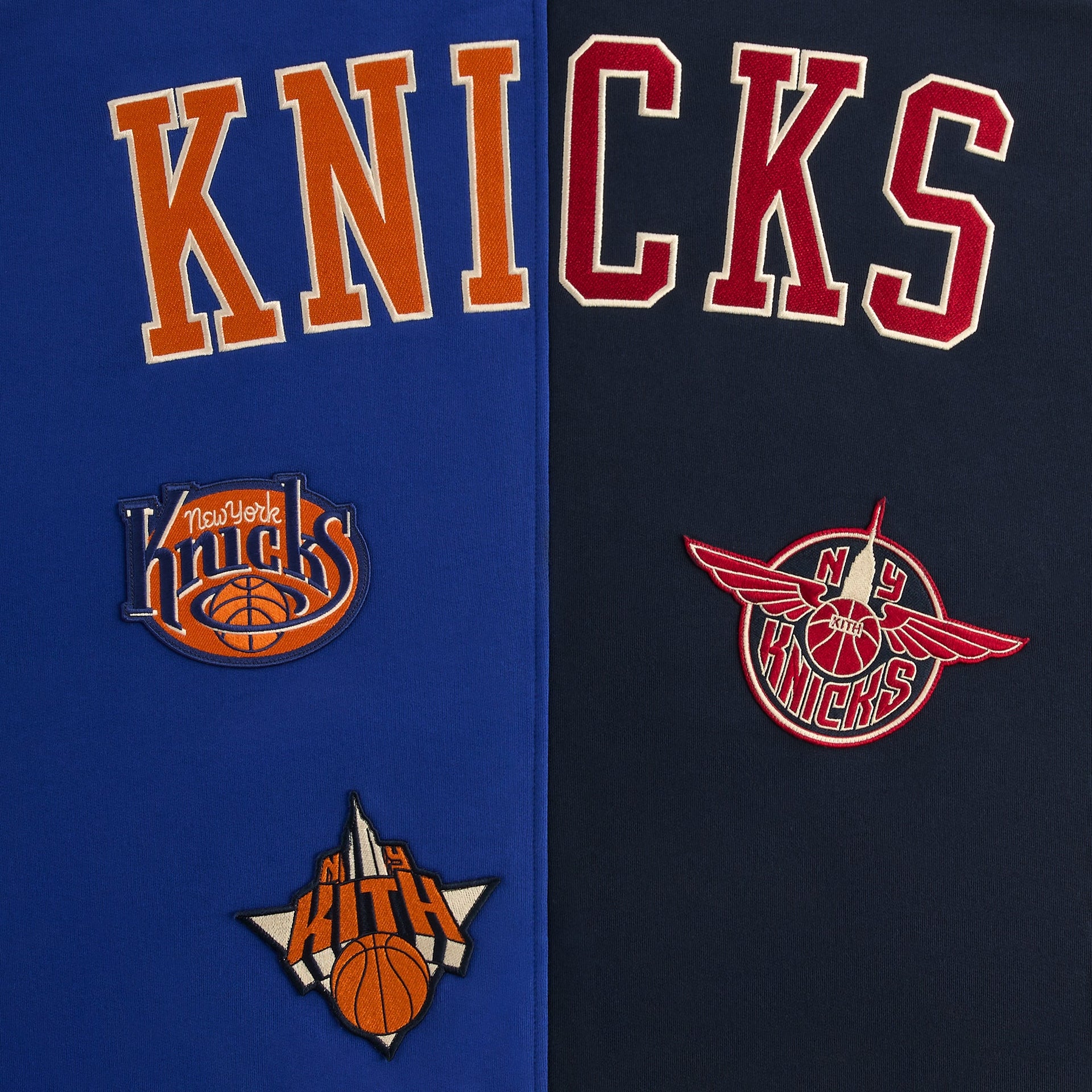 Kith for the New York Knicks Mash Up Cropped Braxton Vintage Hoodie - Nocturnal