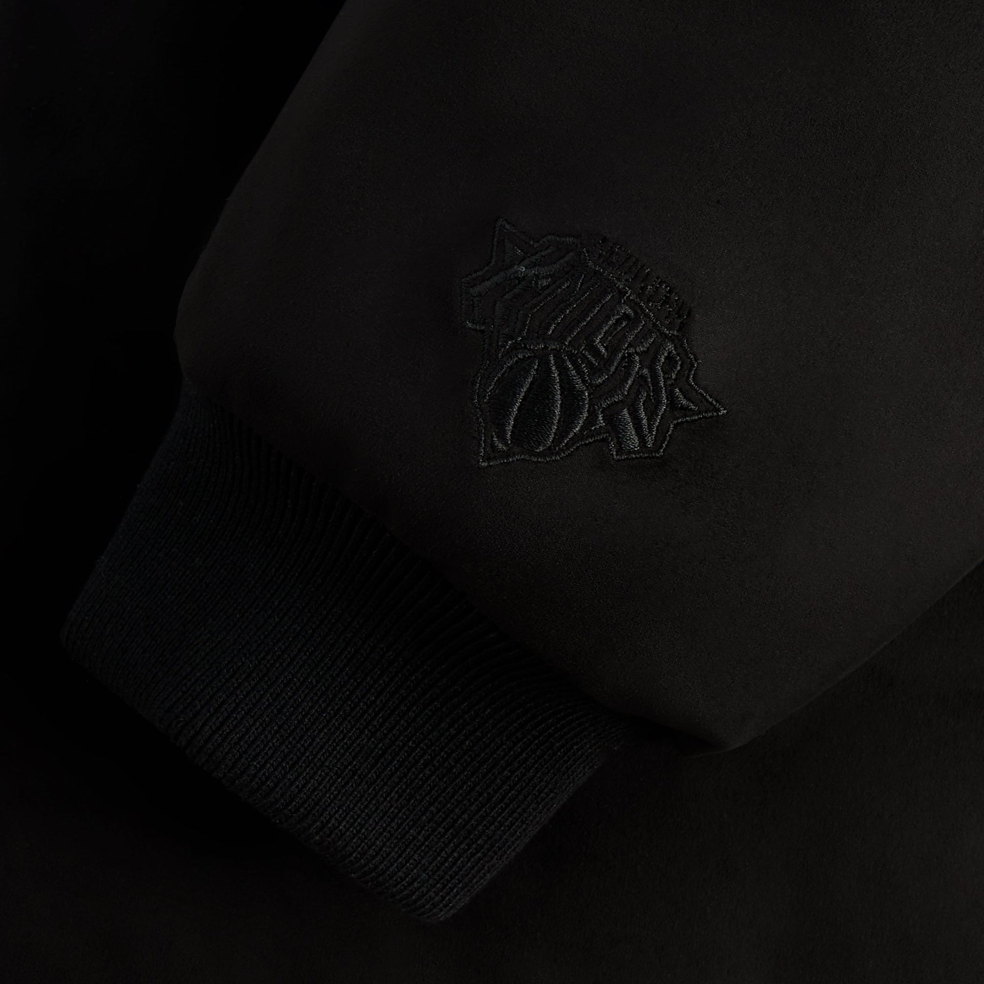 Kith for the New York Knicks Tonal Microsuede Cropped Braxton Hoodie - Black