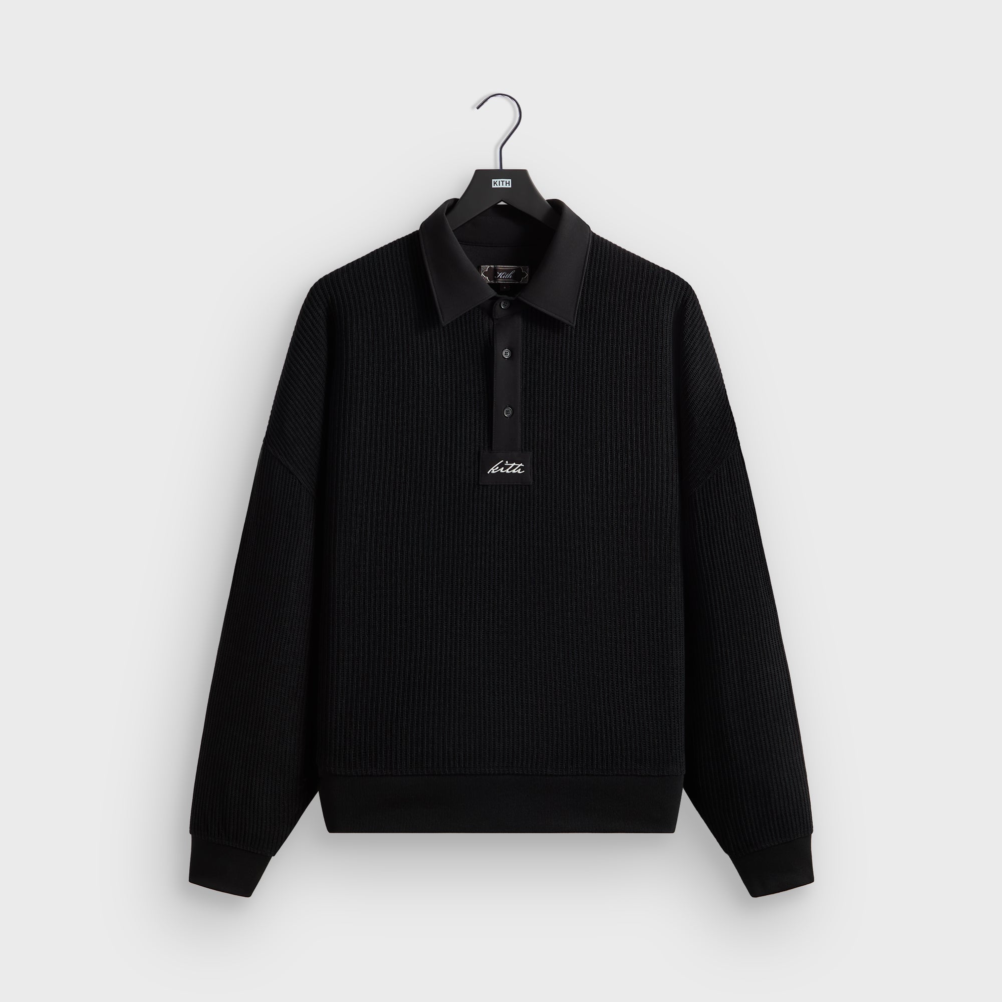 Kith Rib Stitch Ronin Henley Sweater - Black – Kith UK