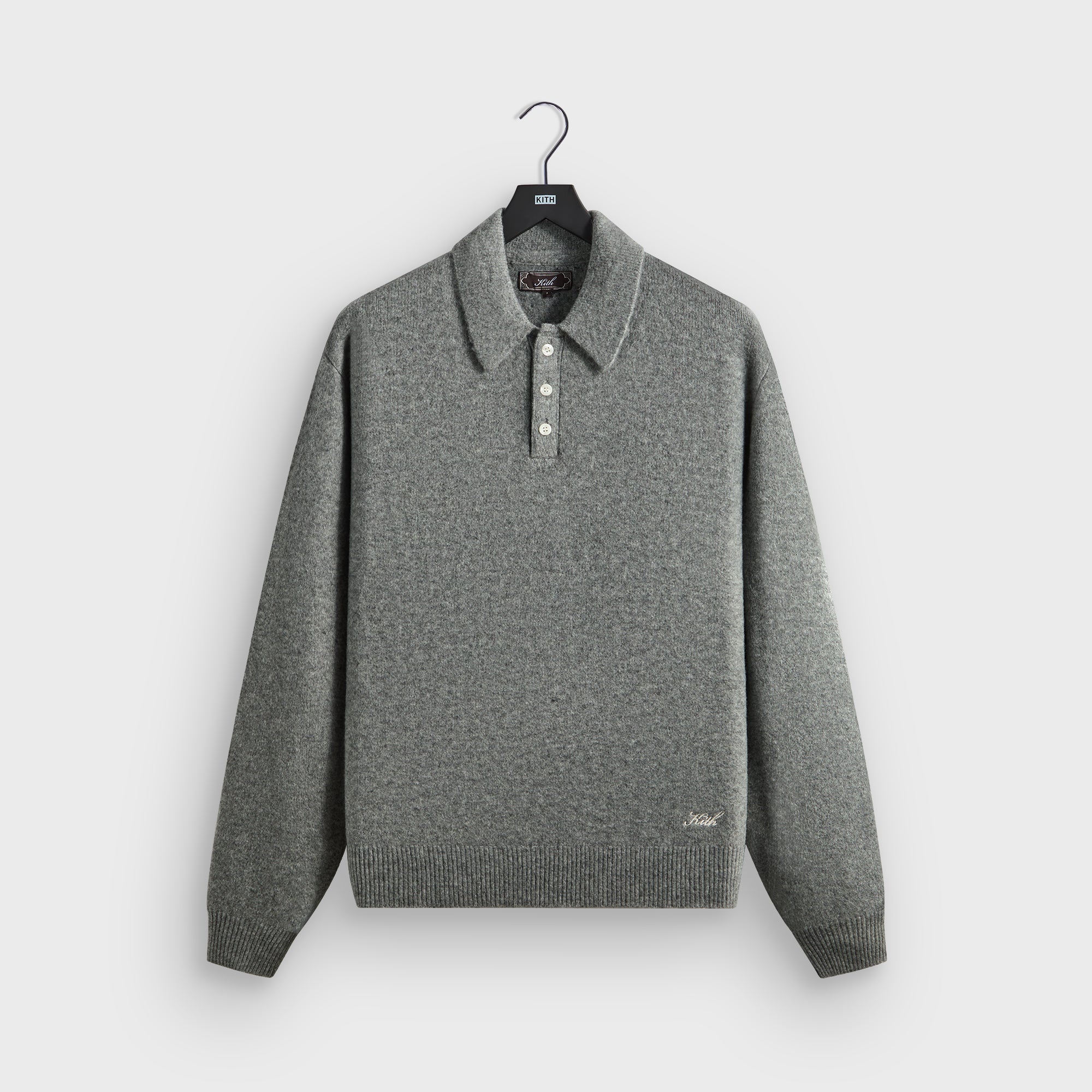 Kith Marled Harmon Rugby Pullover - Mid Heather Grey – Kith UK