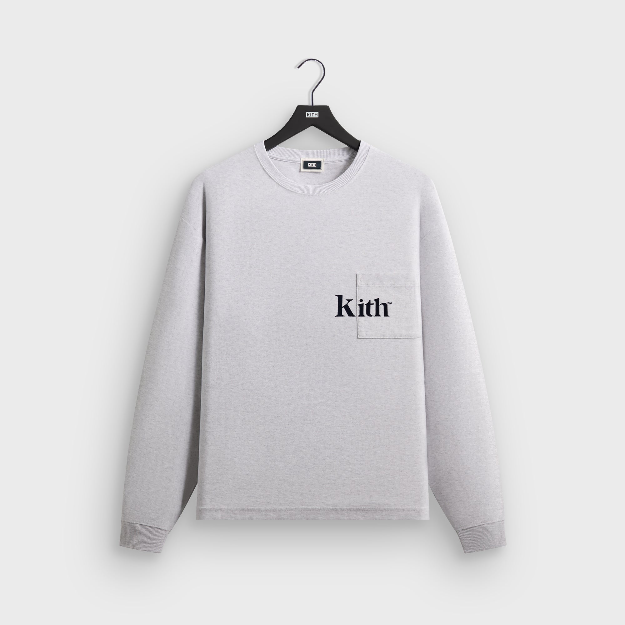Kith Long Sleeve Quinn Tee - Light Heather Grey – Kith UK