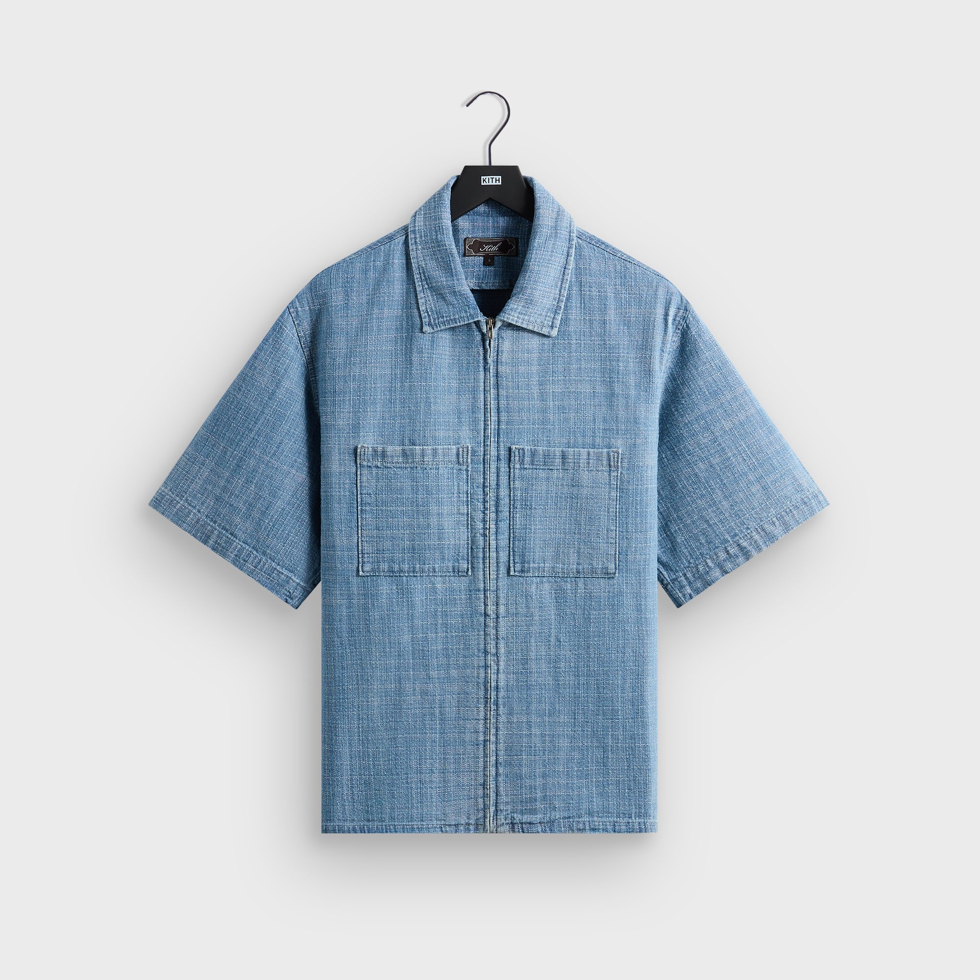 Kith Textured Indigo Paxton Zip Front Shirt - Light Indigo – Kith UK