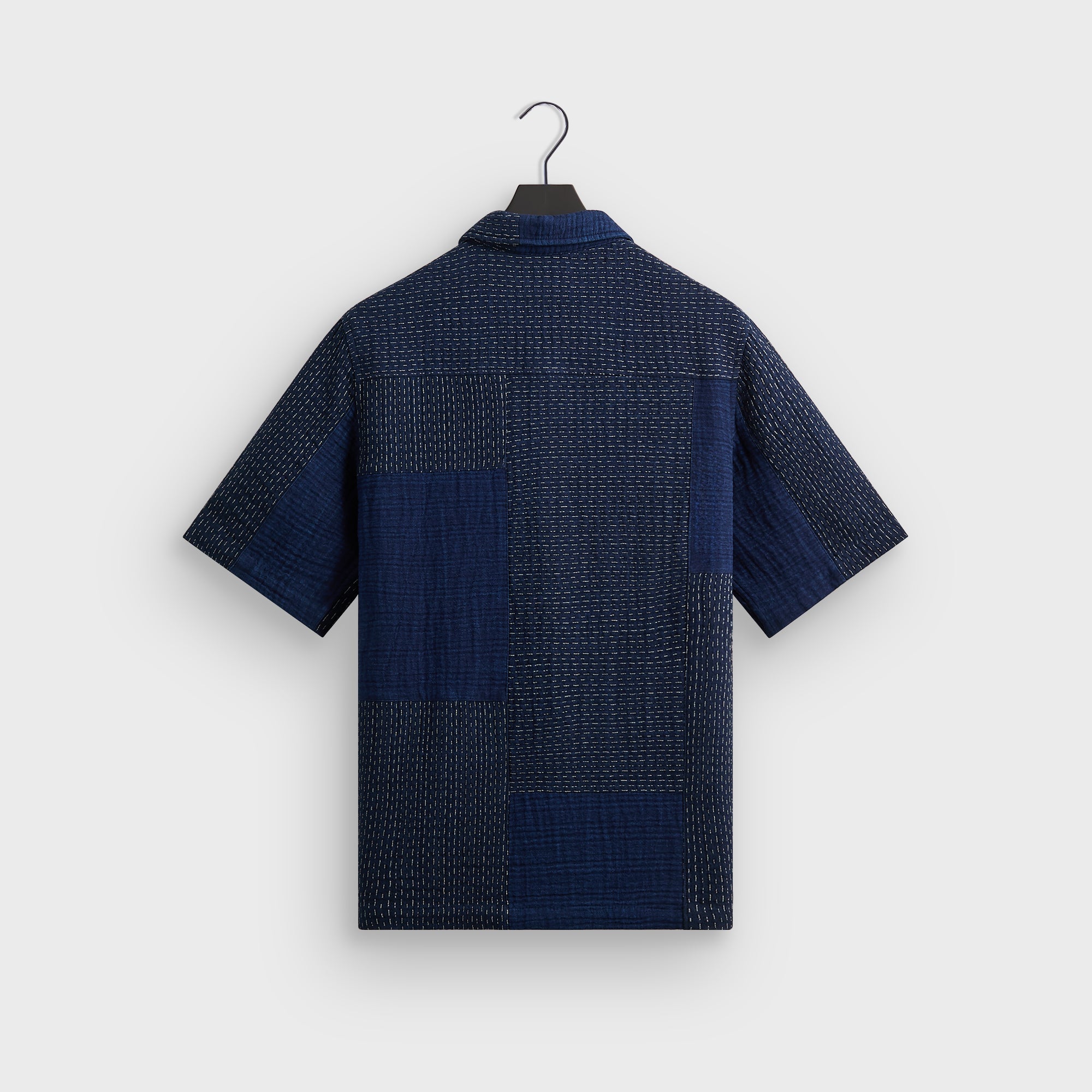 Kith Stitched Patchwork Boxy Collared Overshirt - Mid Indigo – Kith UK
