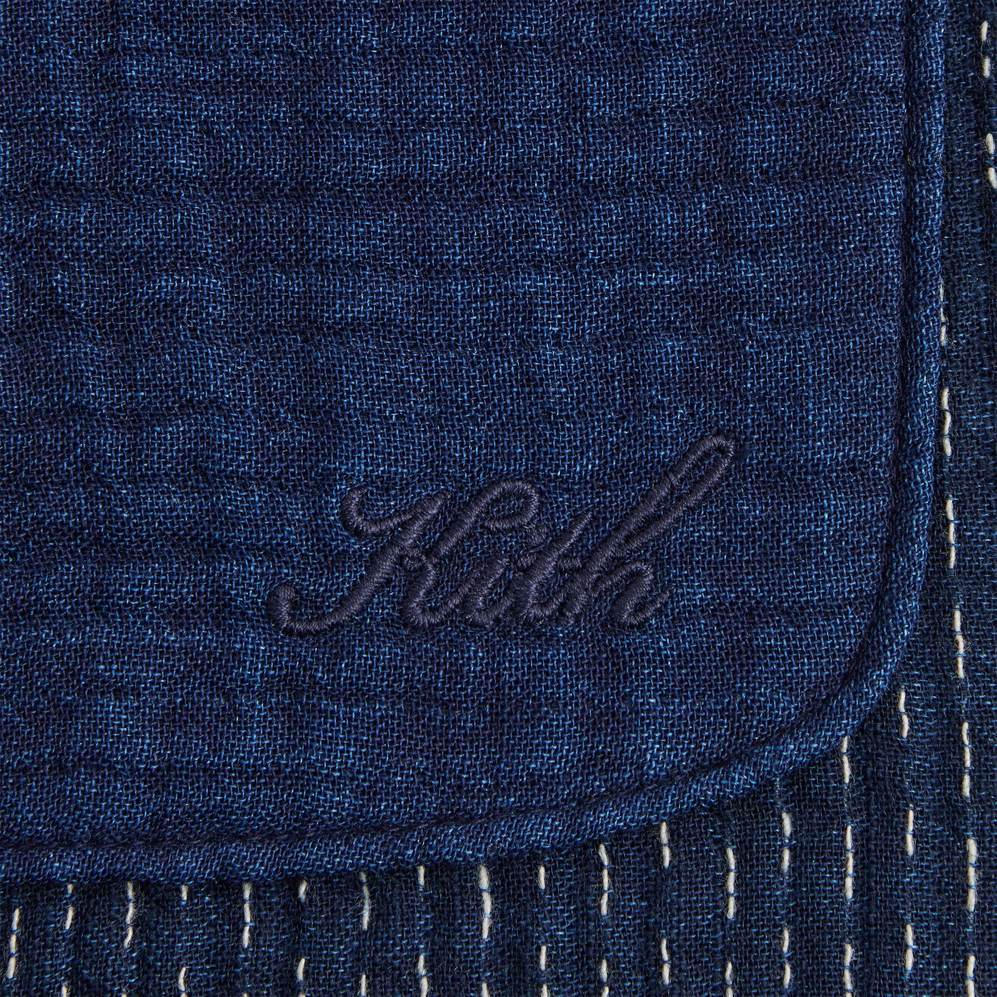 Kith Stitched Patchwork Boxy Collared Overshirt - Mid Indigo – Kith UK