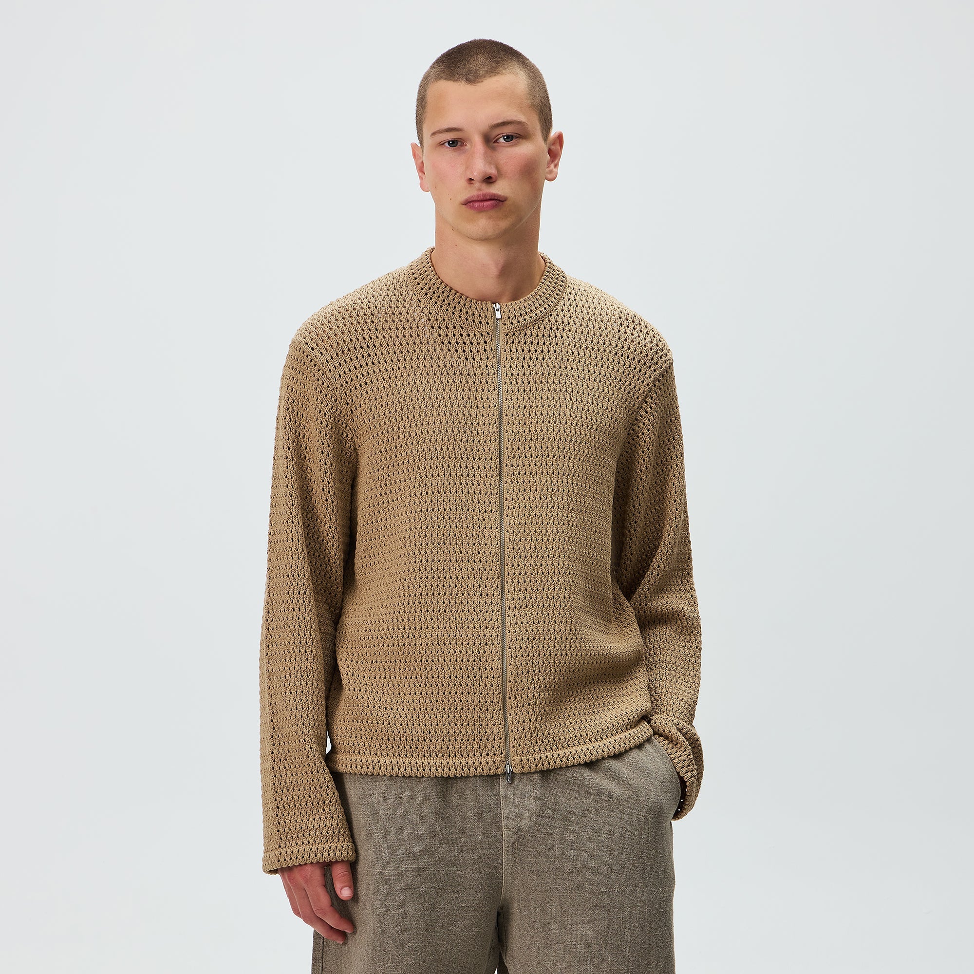 Kith Crochet Luke Zip Front Sweater - Durum – Kith UK