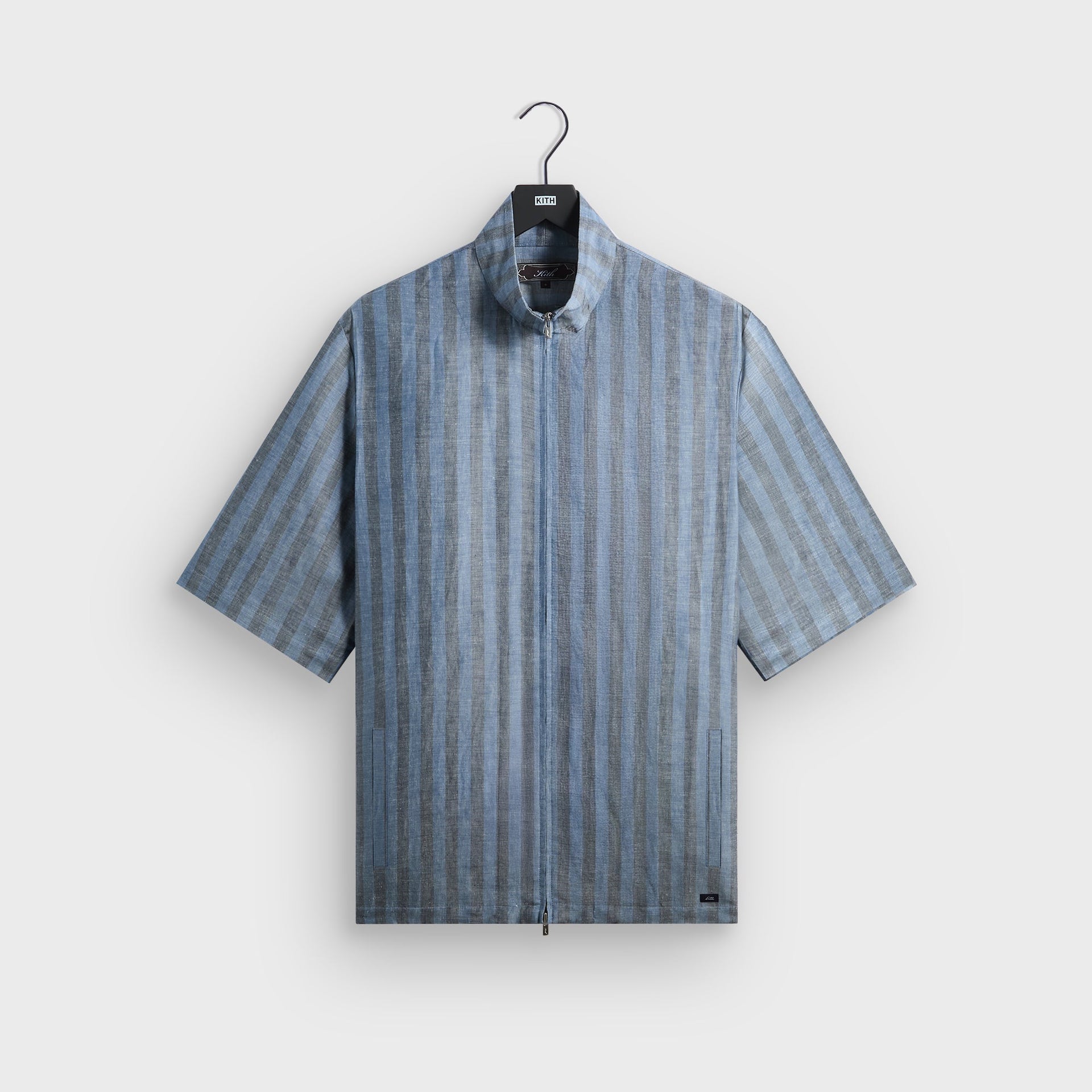 Kith Spun Silk Linen Stripe Colton Zip Front Shirt - Guide