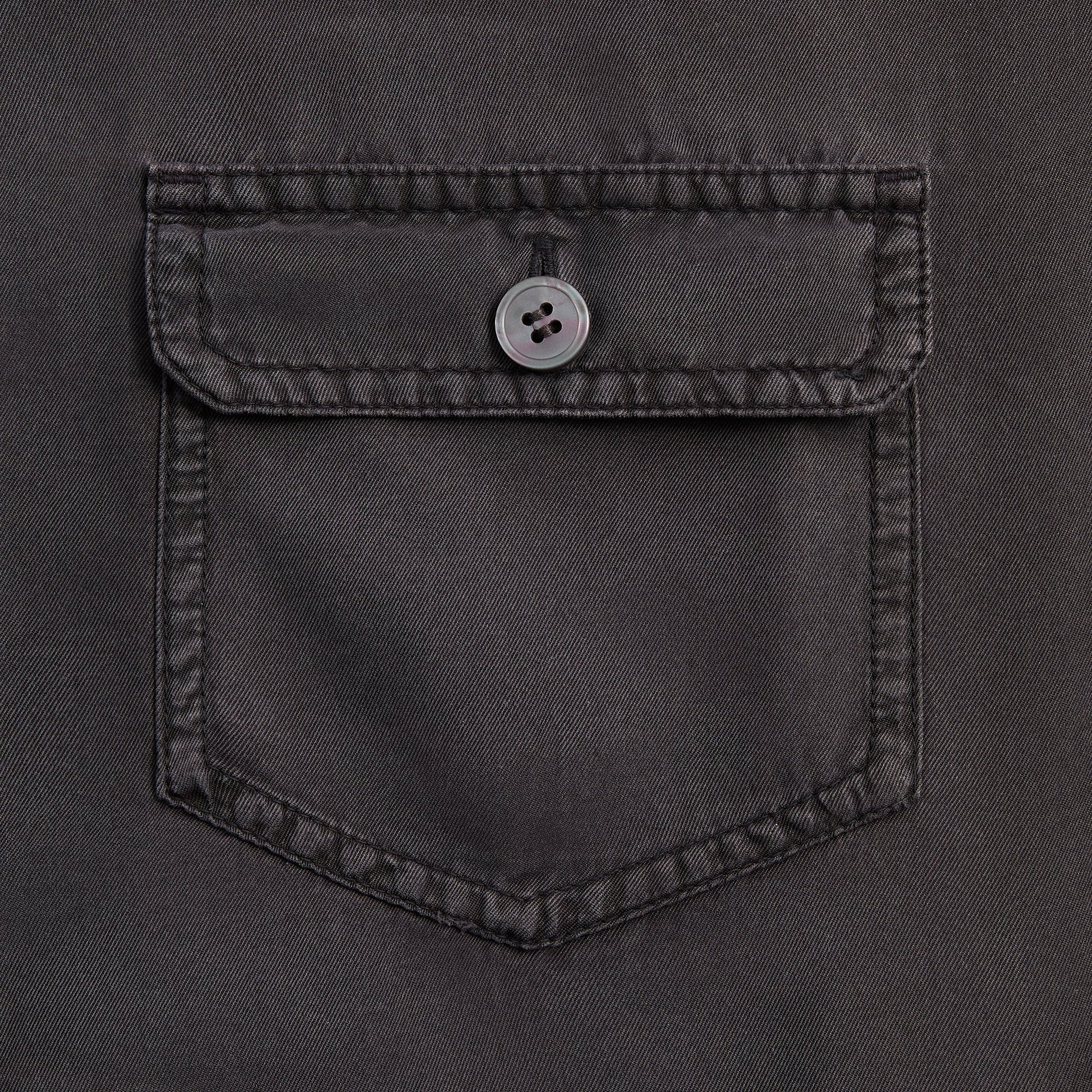 &Kin Garment Dyed Silk Collarless Yardley Shirt - Phantom Grey - PH
