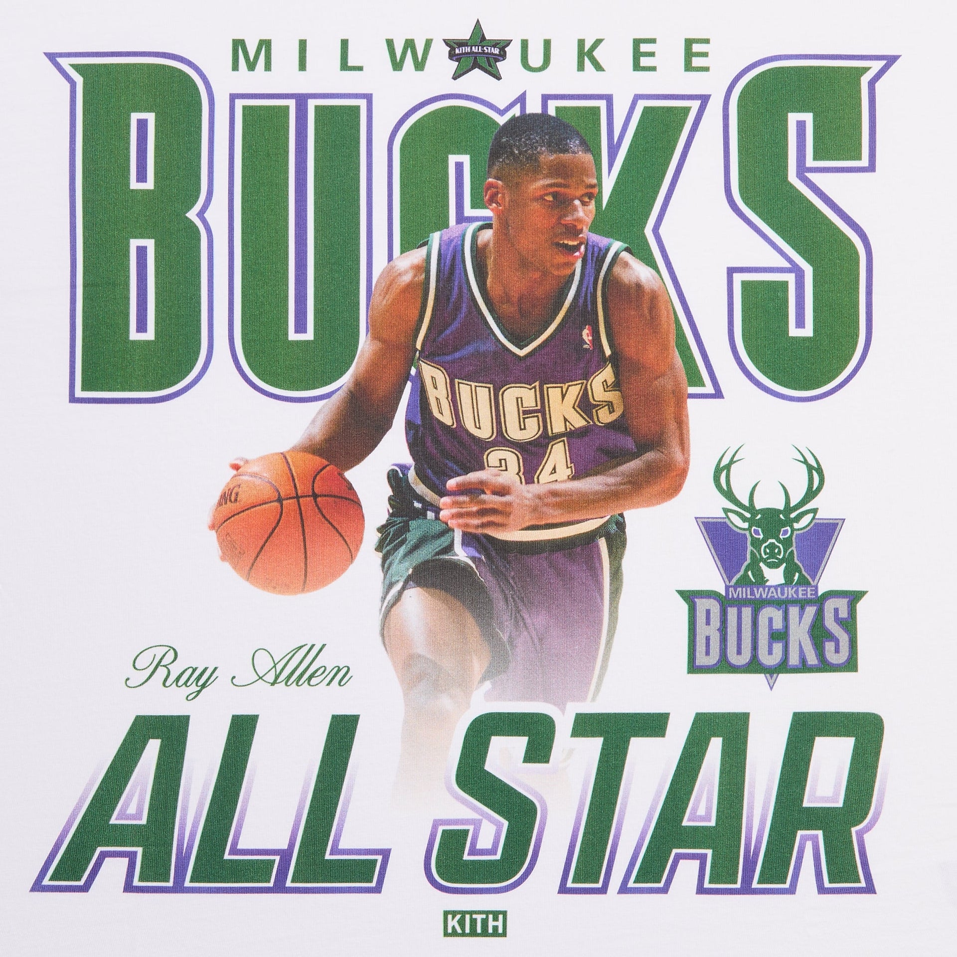 Kith for NBA All-Star Milwaukee Bucks Ray Allen Vintage Tee - White