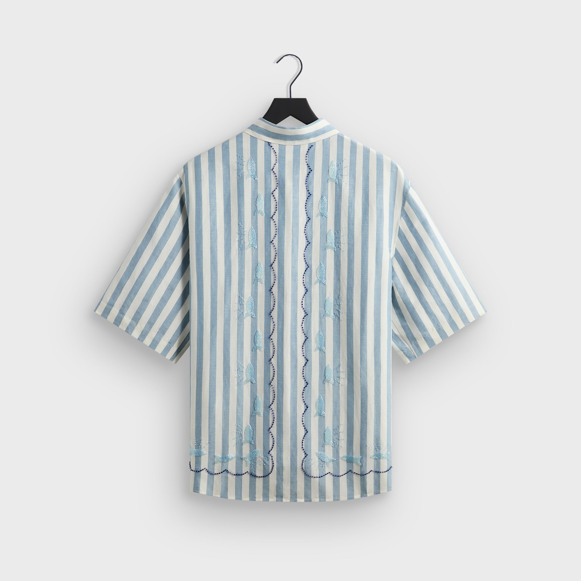 Kith Spun Silk Linen Stripe Paxton Buttondown - Light Indigo – Kith UK