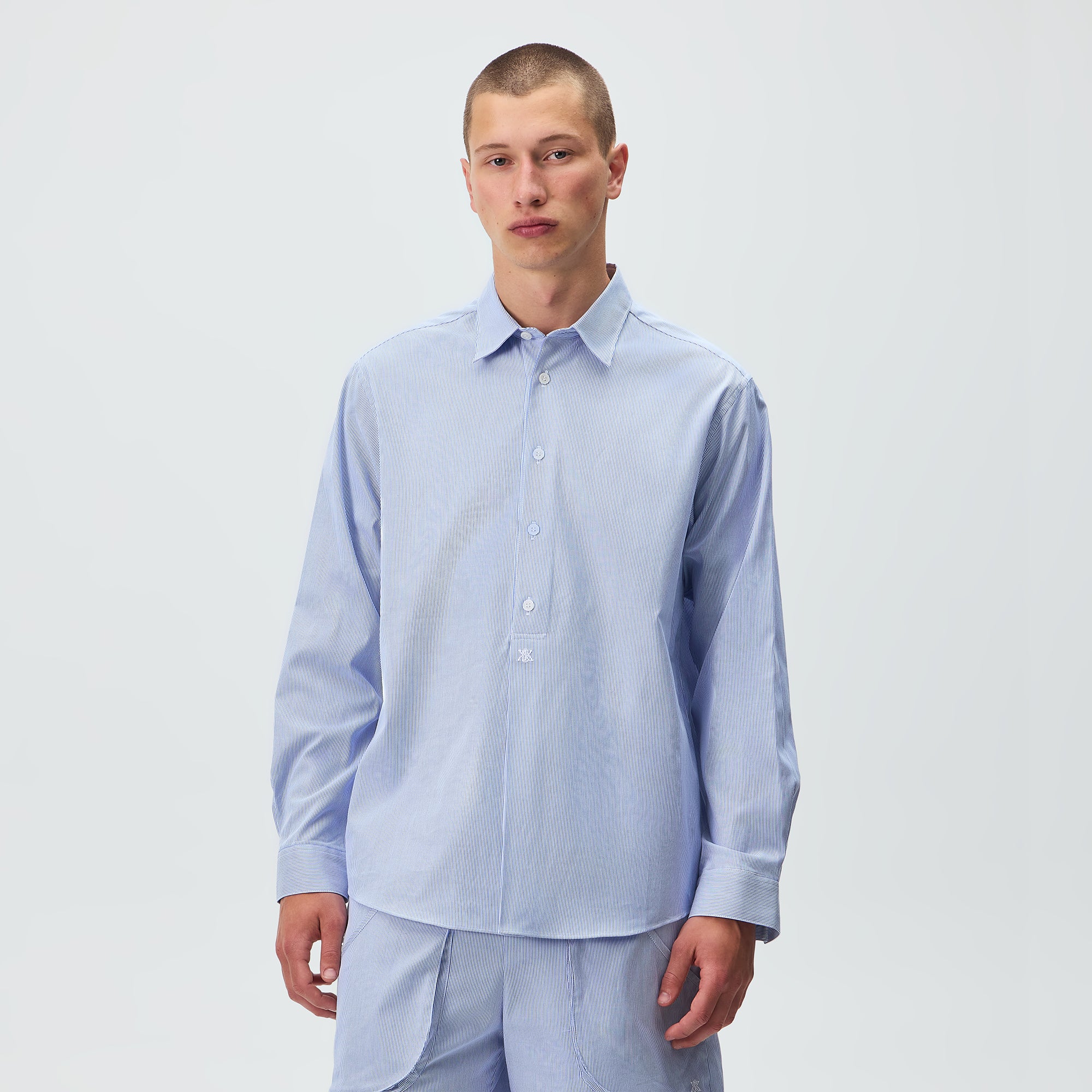 Kith Textured Microstripe Ian Popover Shirt - Marina – Kith UK