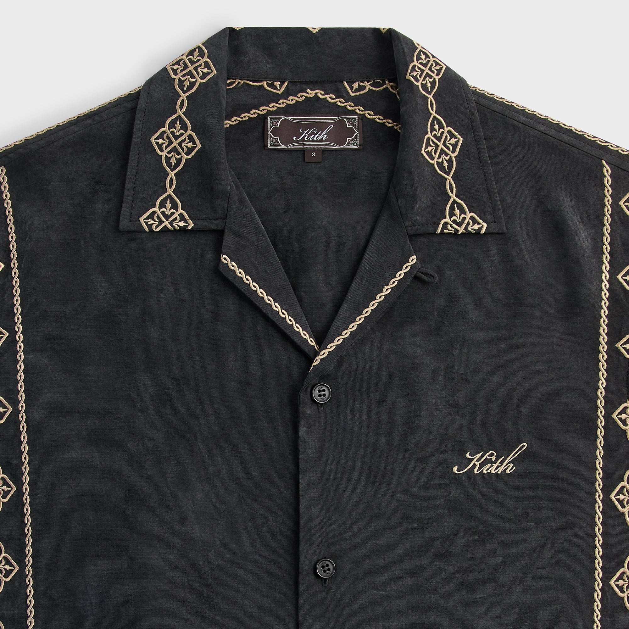 Kith Cupro Linen Thompson Camp Collar Shirt - Black – Kith UK