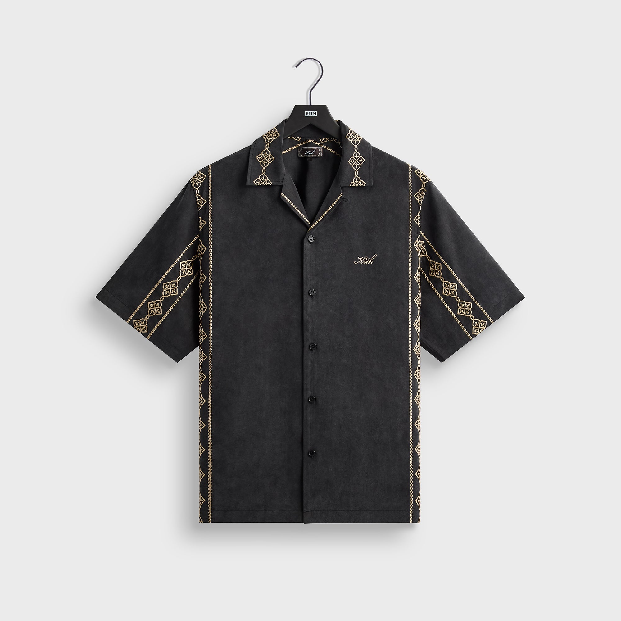 Kith Cupro Linen Thompson Camp Collar Shirt - Black – Kith UK