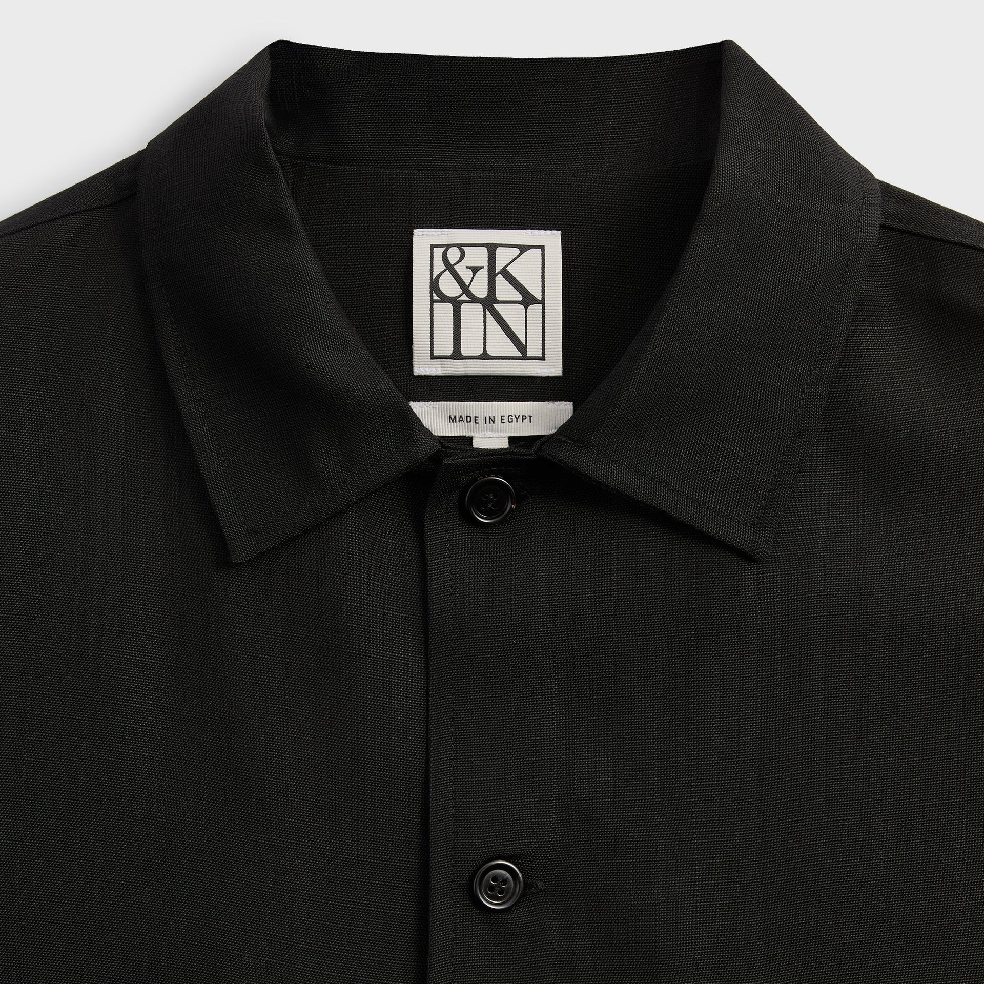 &Kin Textured Viscose Ace Buttondown - Black