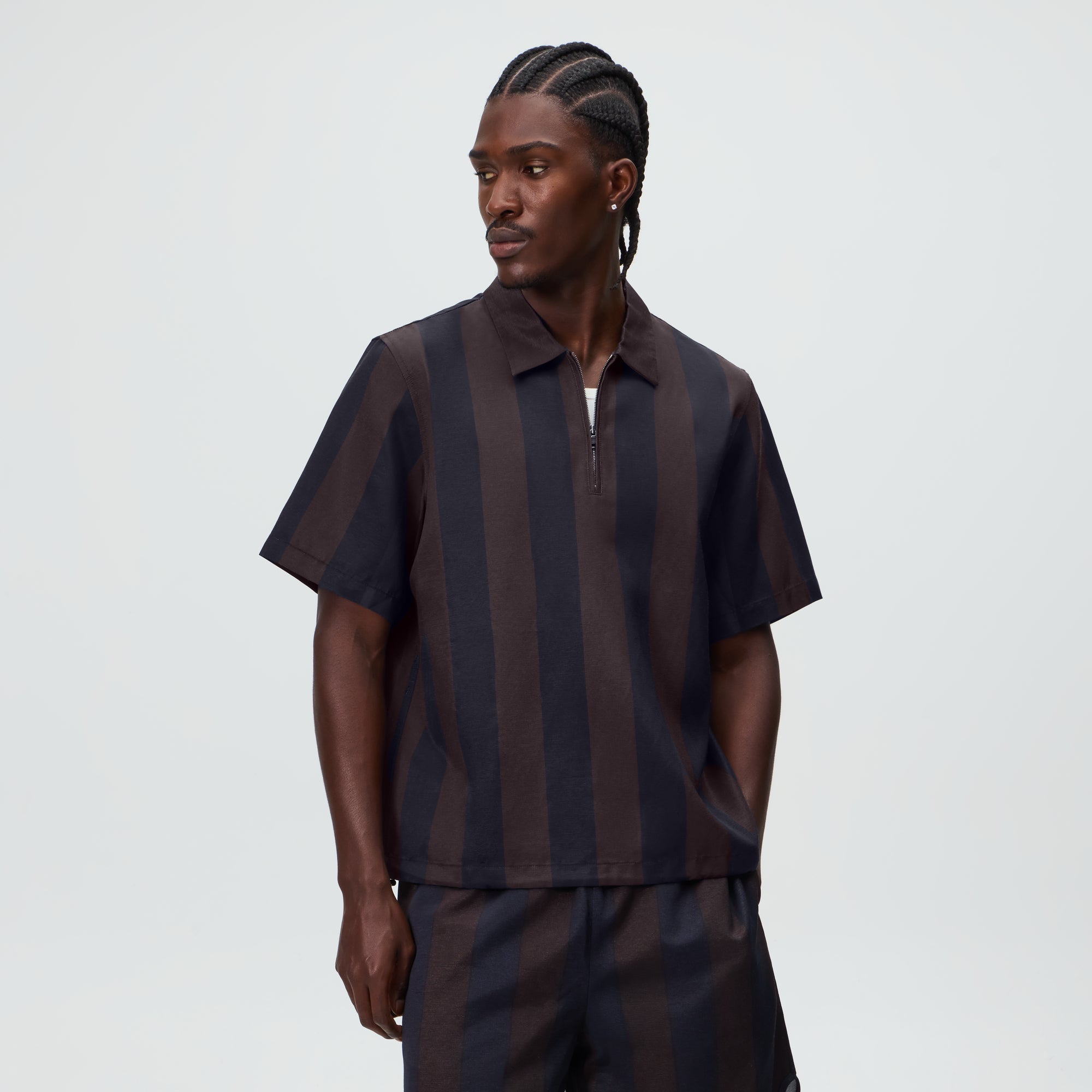 &Kin Montis Quarter Zip Faille Shirt - Cosmos – Kith UK