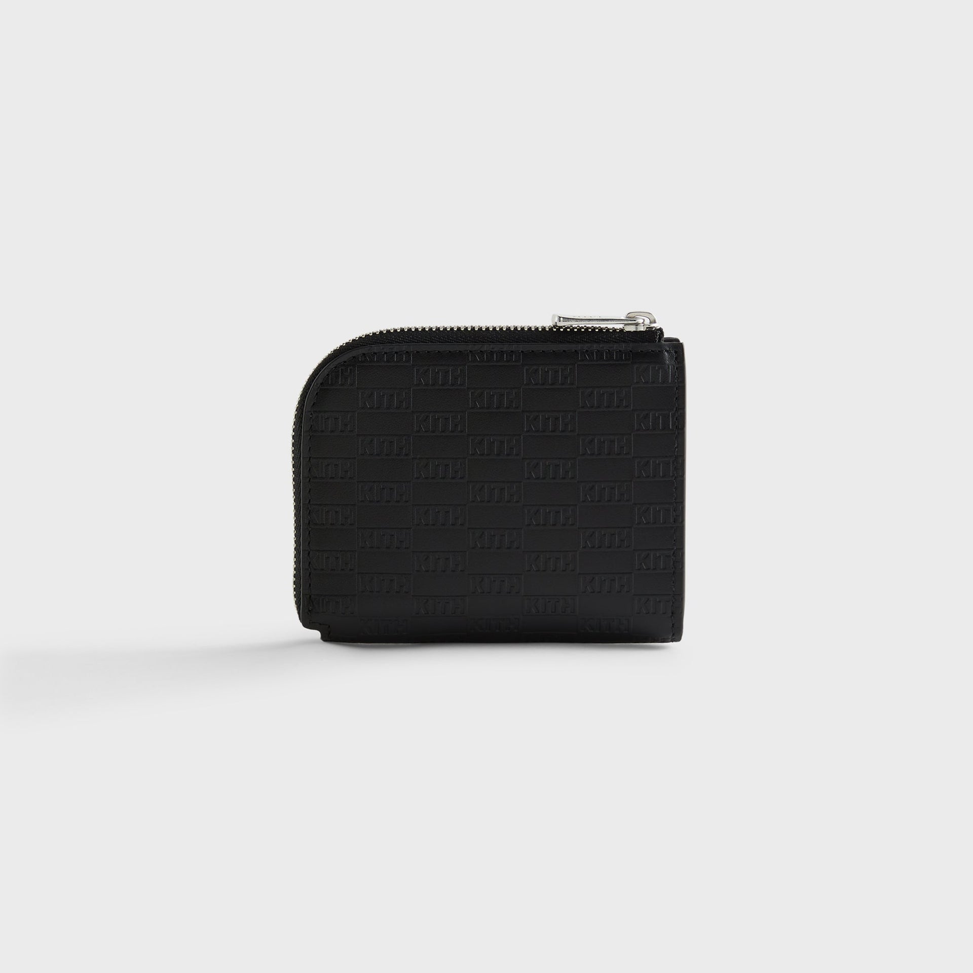 Kith Monogram Leather Half Zip Wallet - Black