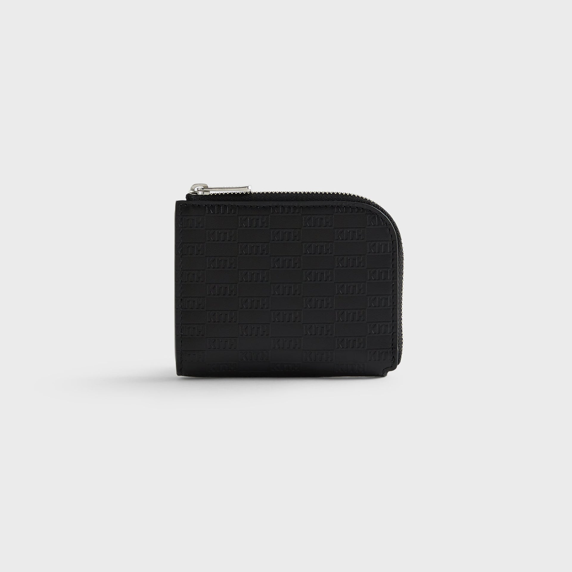 Kith Monogram Leather Half Zip Wallet - Black