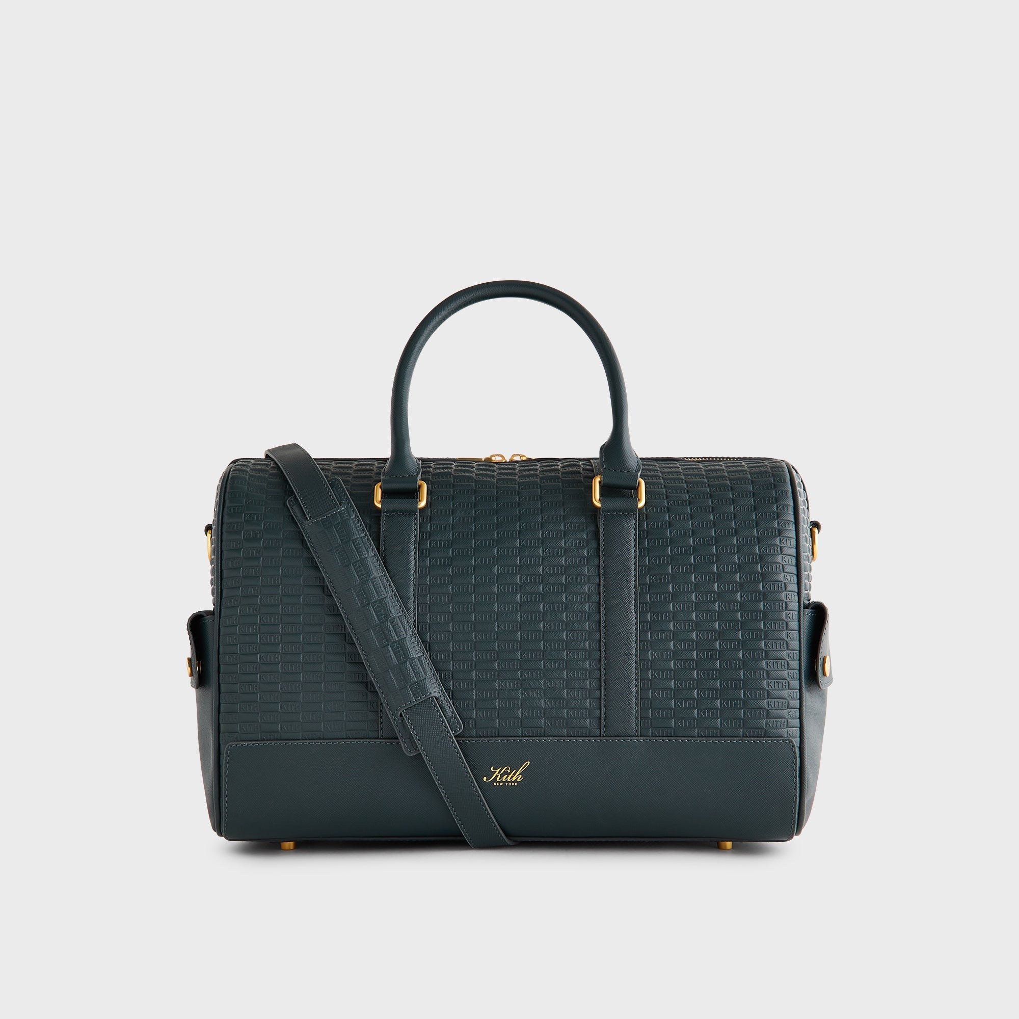 Kith Monogram Leather Explorer Traveler K40 Duffle Bag - Black