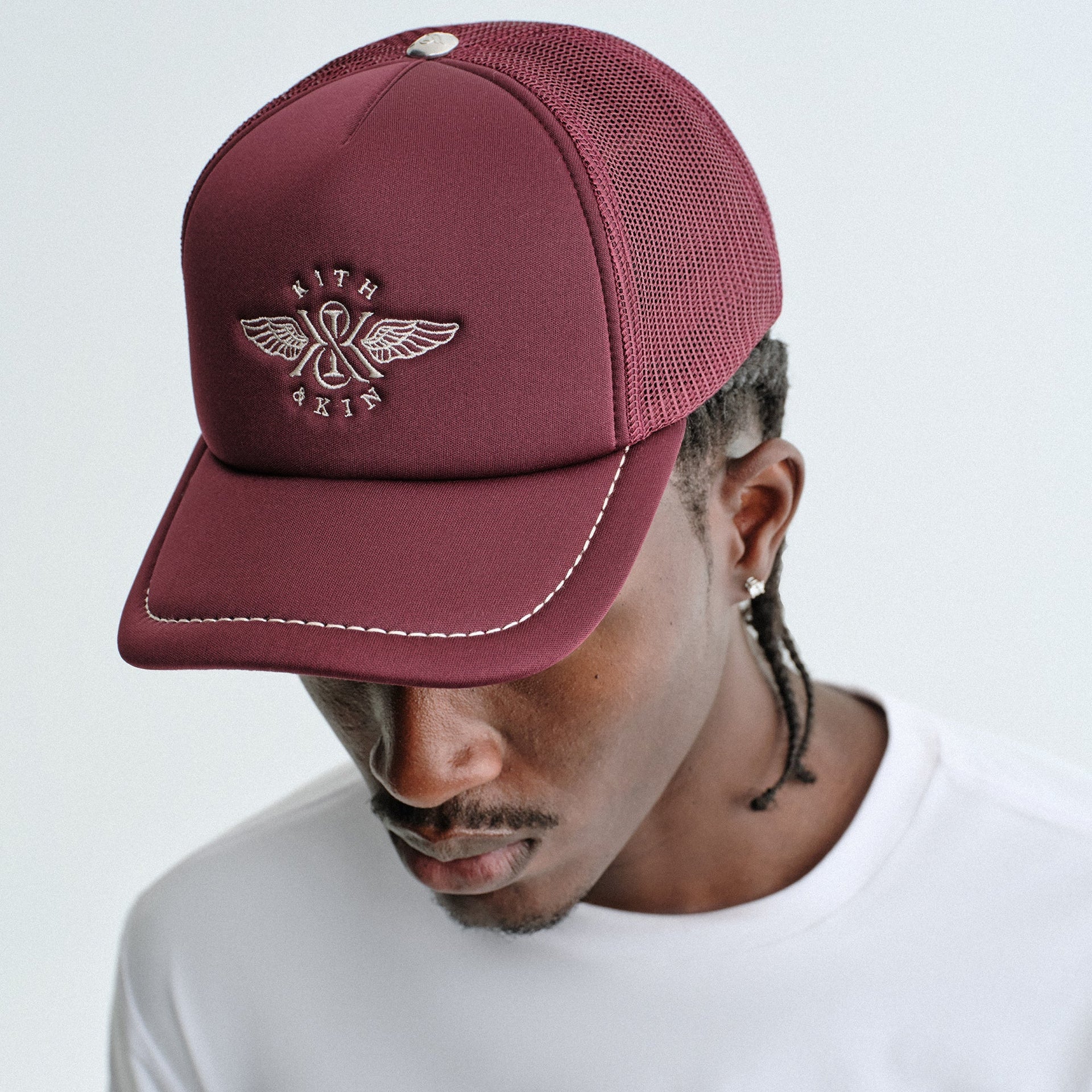 Kith Pick Stitch Poly Nolan Trucker Hat - Magma